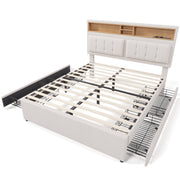 Logidon double bed 160x200cm with 4 drawers and USB-C charging port