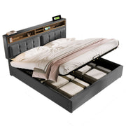 Logidon upholstered bed 140x200 gray with USB-C charging function