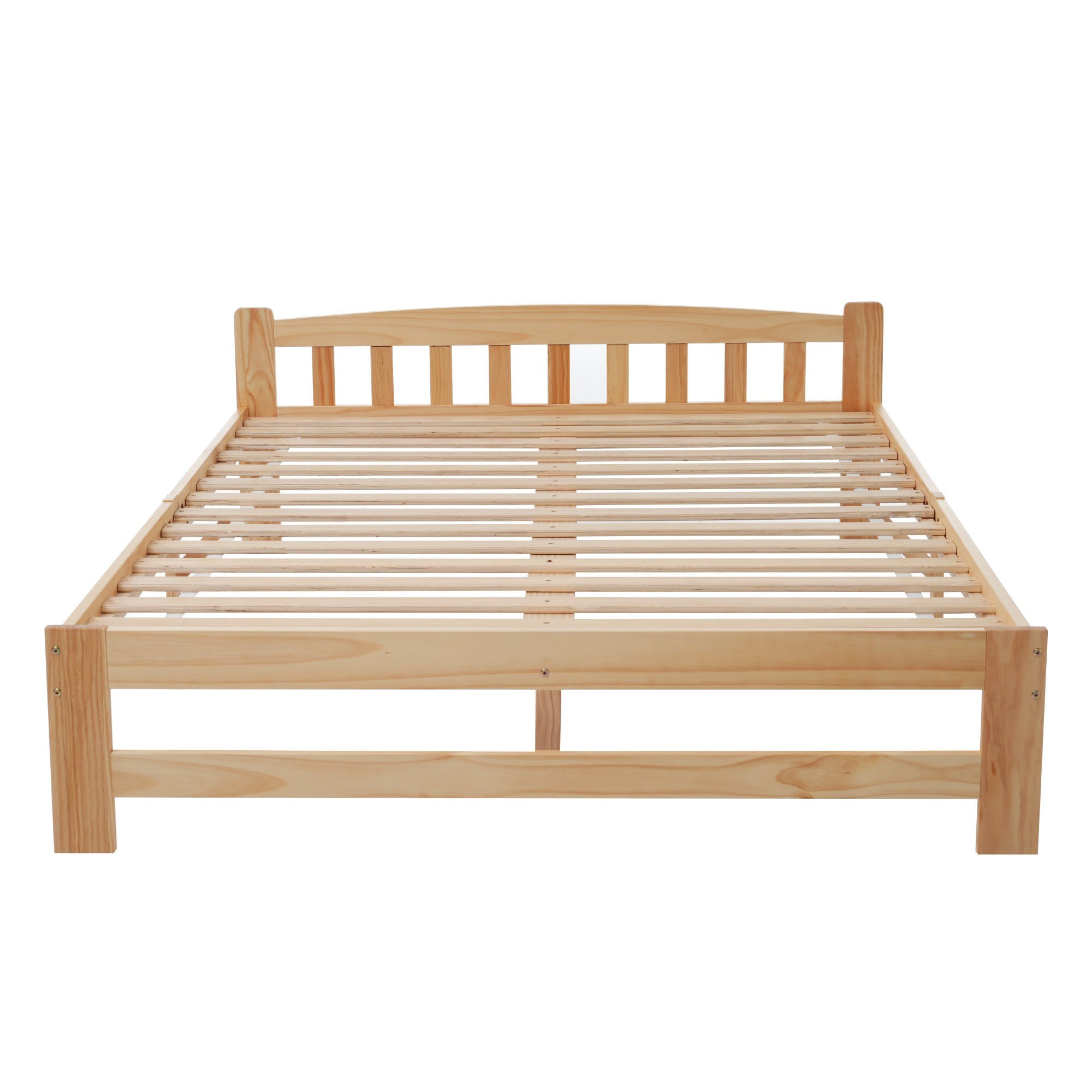 Logidon Solid Double Bed 140x200 Natural Wood Futon Bed With Headboard