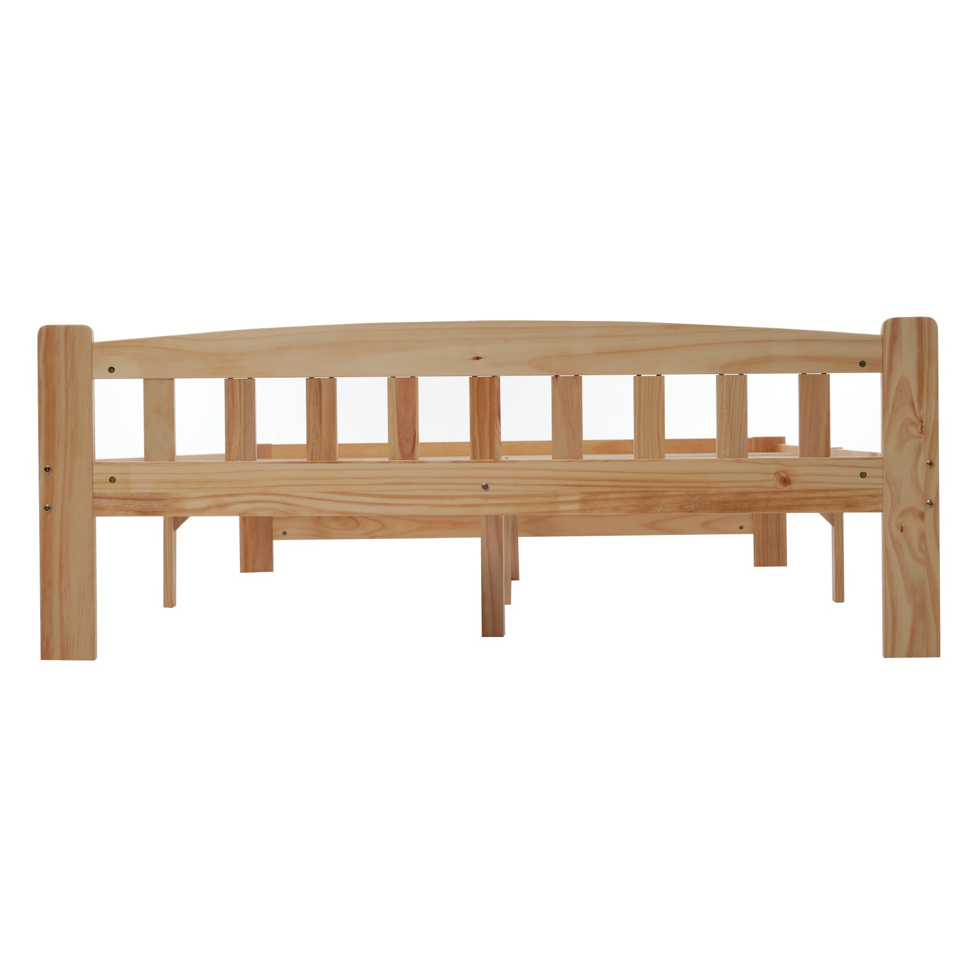 Logidon Solid Double Bed 140x200 Natural Wood Futon Bed With Headboard