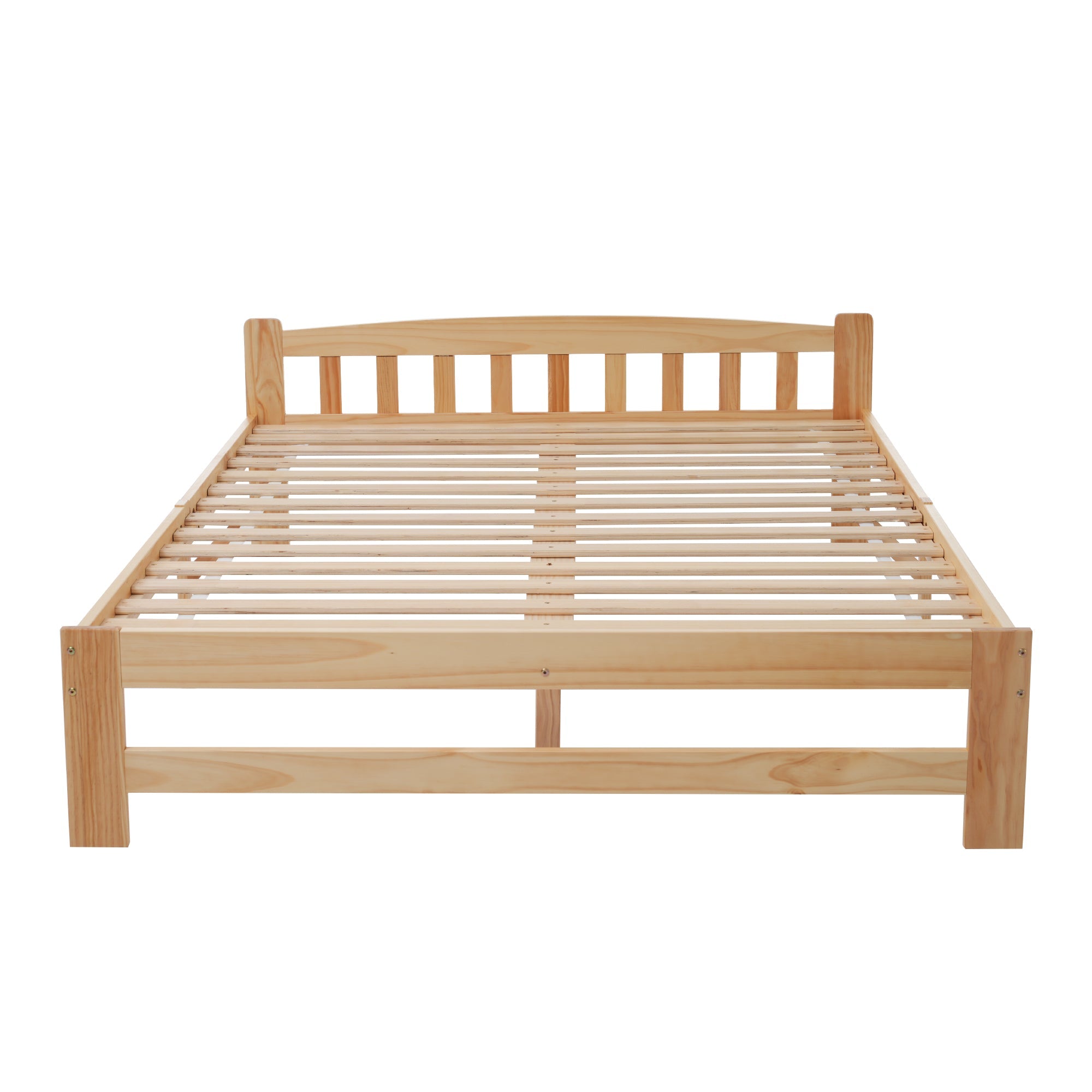 Logidon massief tweepersoonsbed 140x200 natuurlijk hout futonbed met hoofdeinde