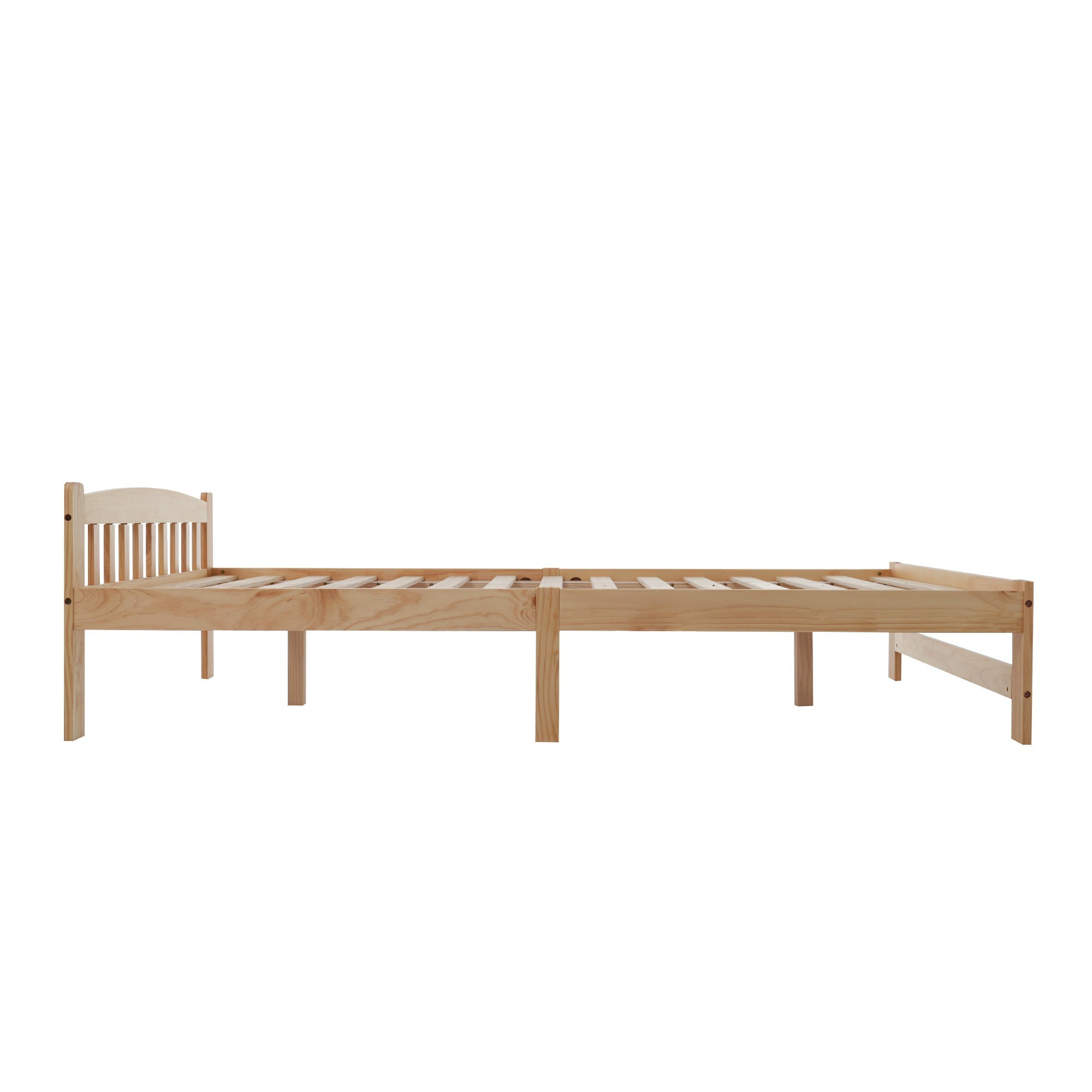 Logidon Solid Double Bed 140x200 Natural Wood Futon Bed With Headboard