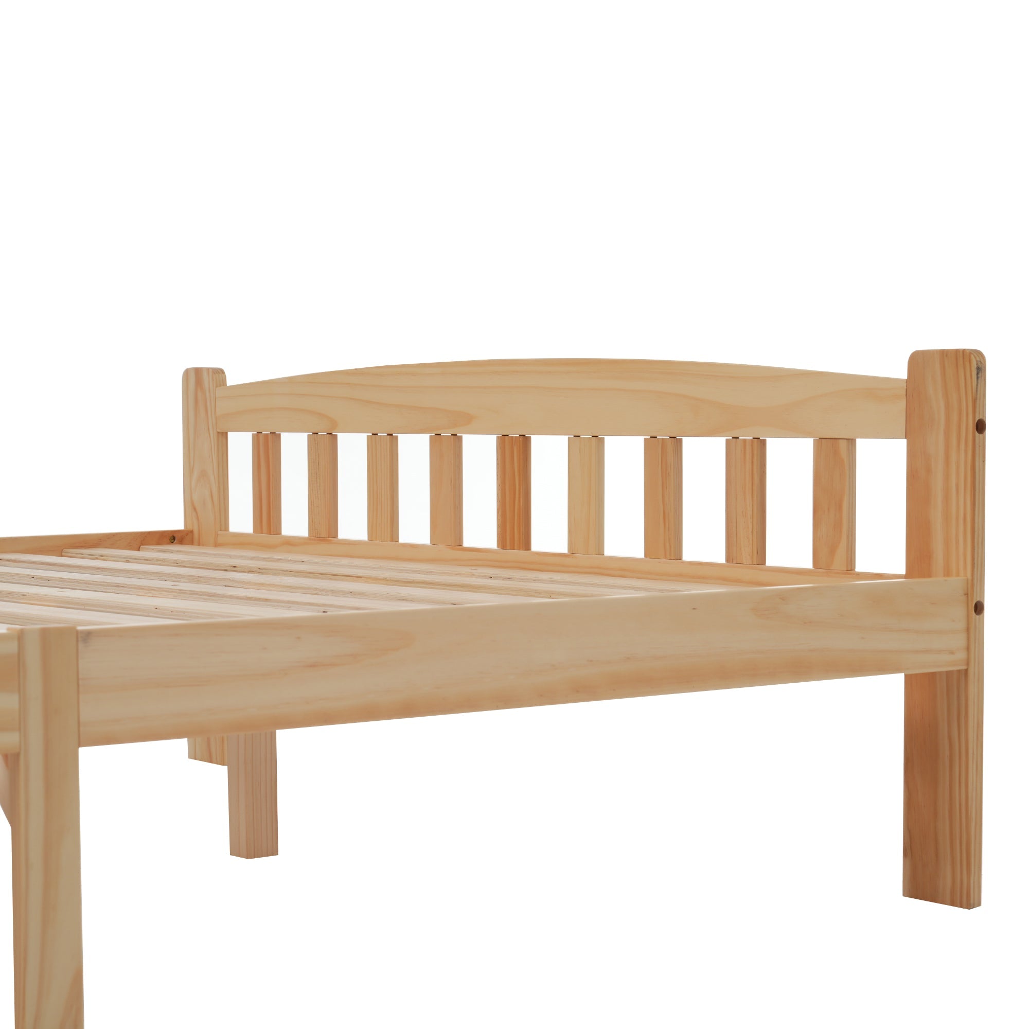 Logidon Solid Double Bed 140x200 Natural Wood Futon Bed With Headboard