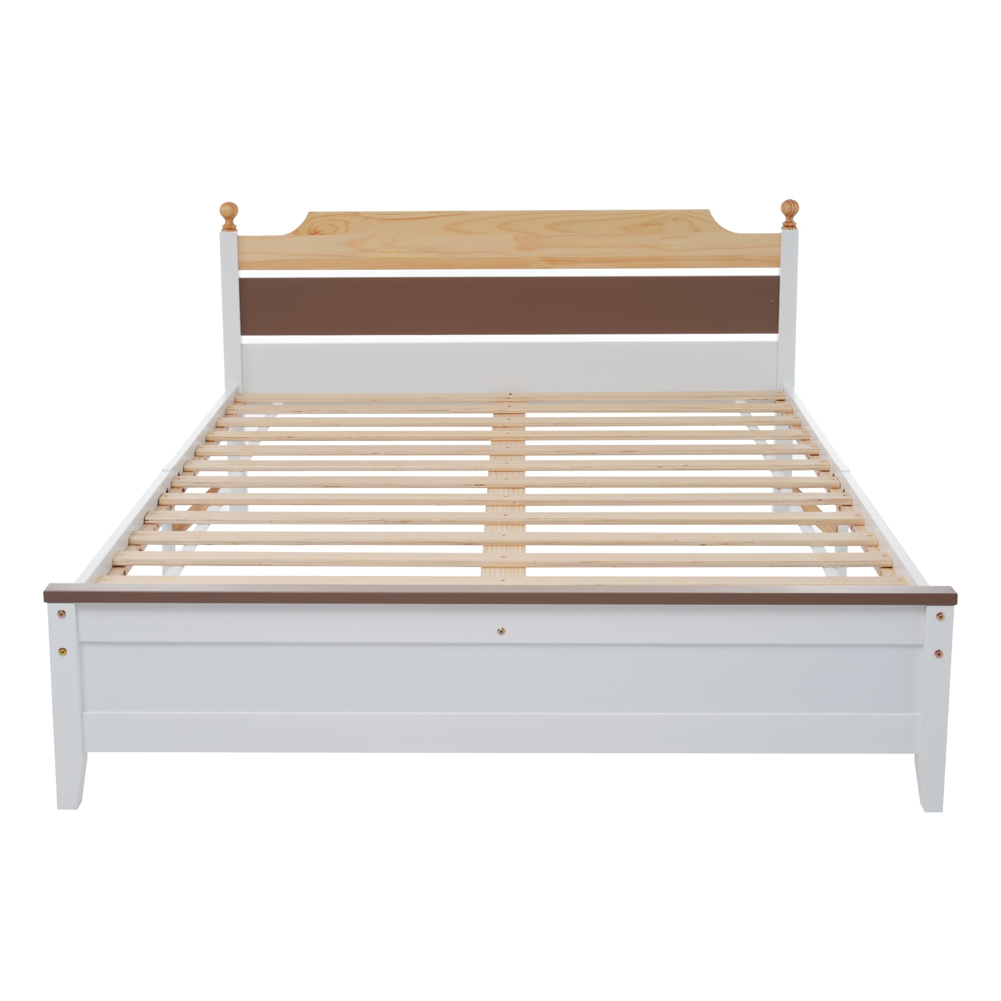Logidon tweepersoonsbed grenenhouten frame 140x200 witte kleurblokken