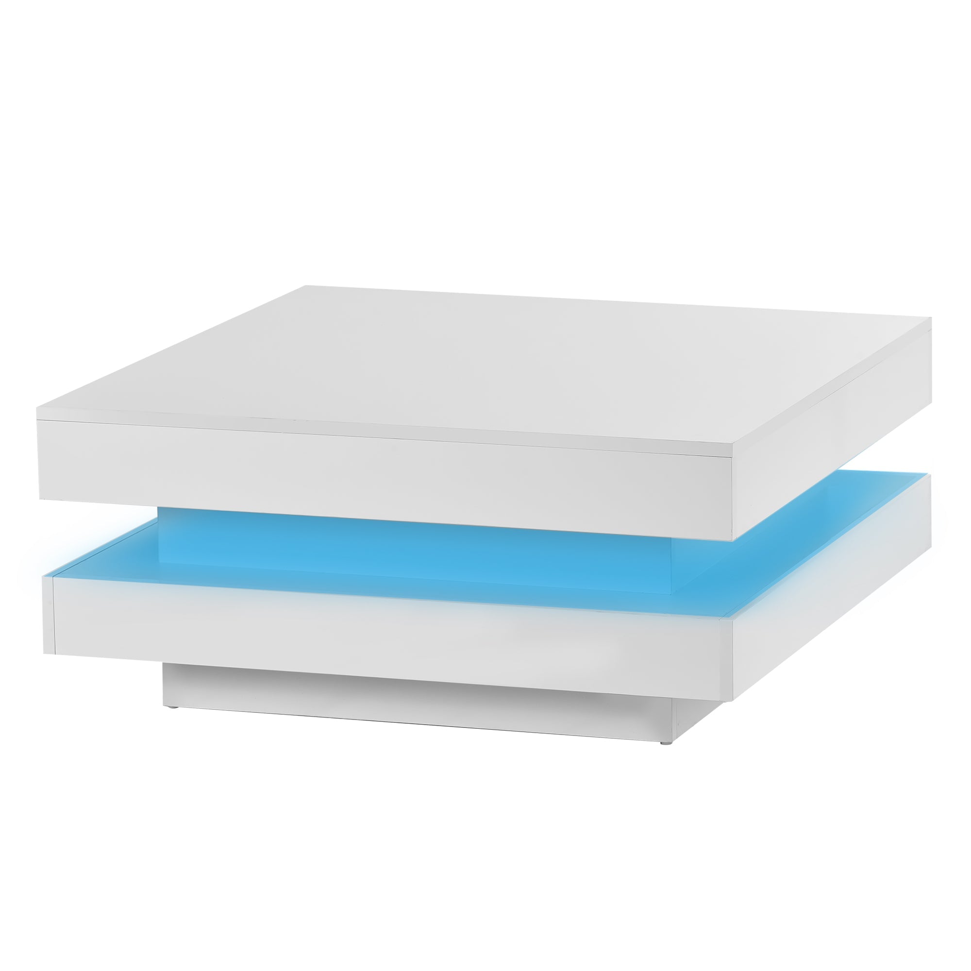 Logidon Vierkante Salontafel Wit LED Verlichting Bluetooth 70x70x36 cm