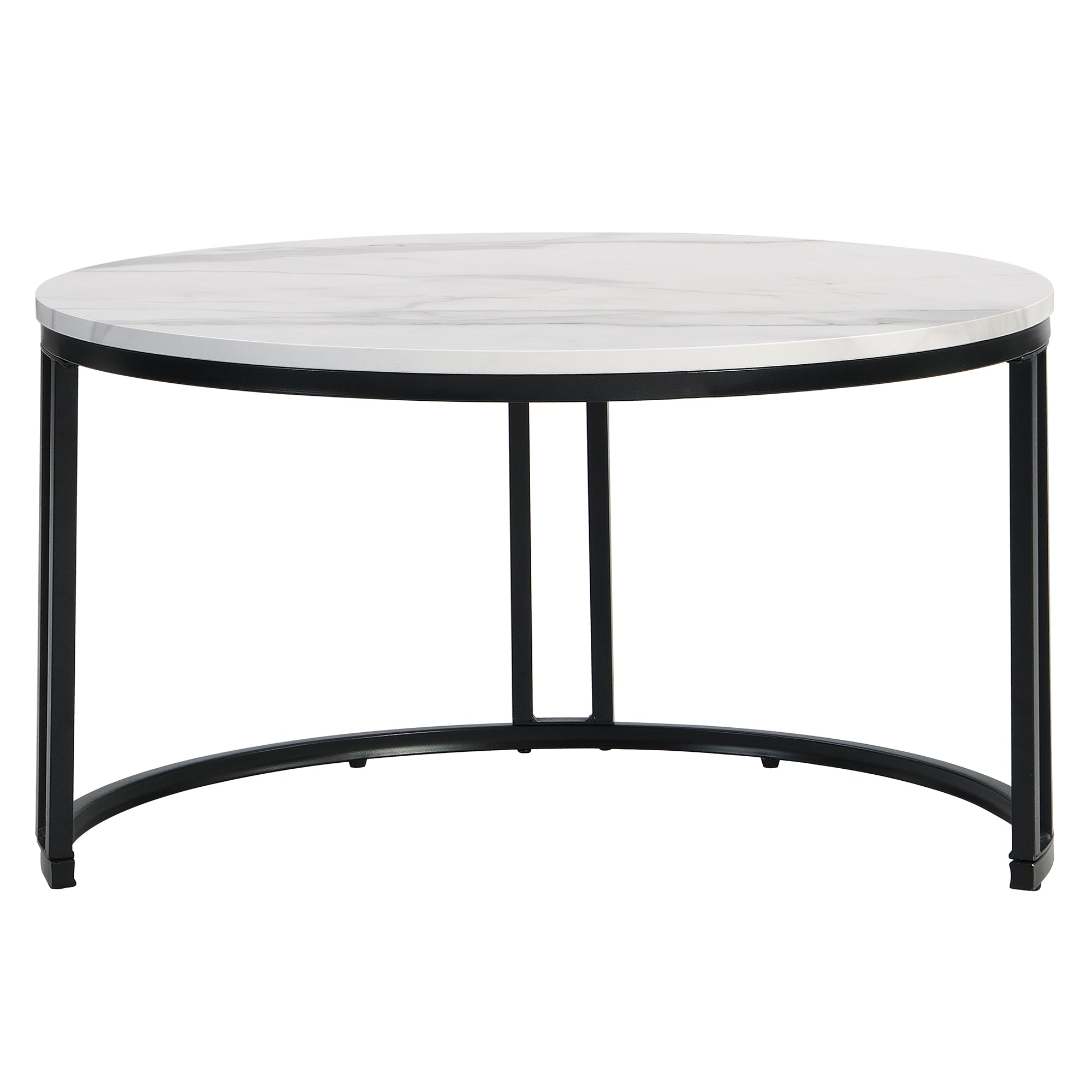 Logidon Nesting Salontafel 2 Stuks 70x70cm Zwart Grijs PVC Marmer Look