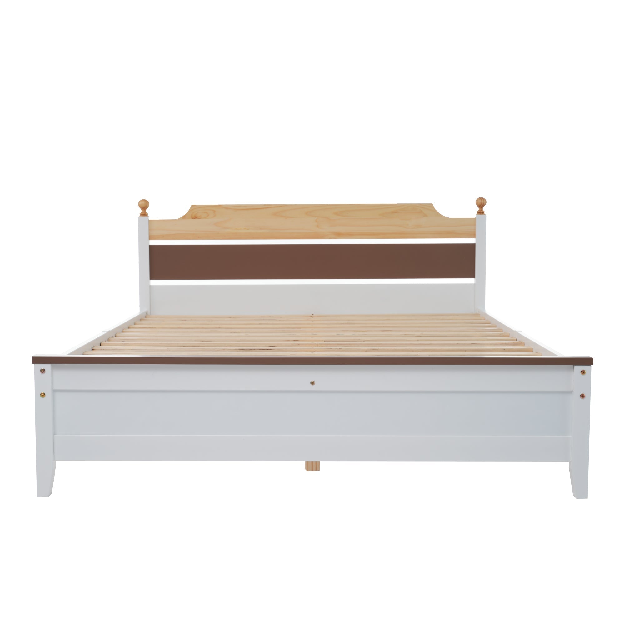 Logidon tweepersoonsbed grenenhouten frame 140x200 witte kleurblokken