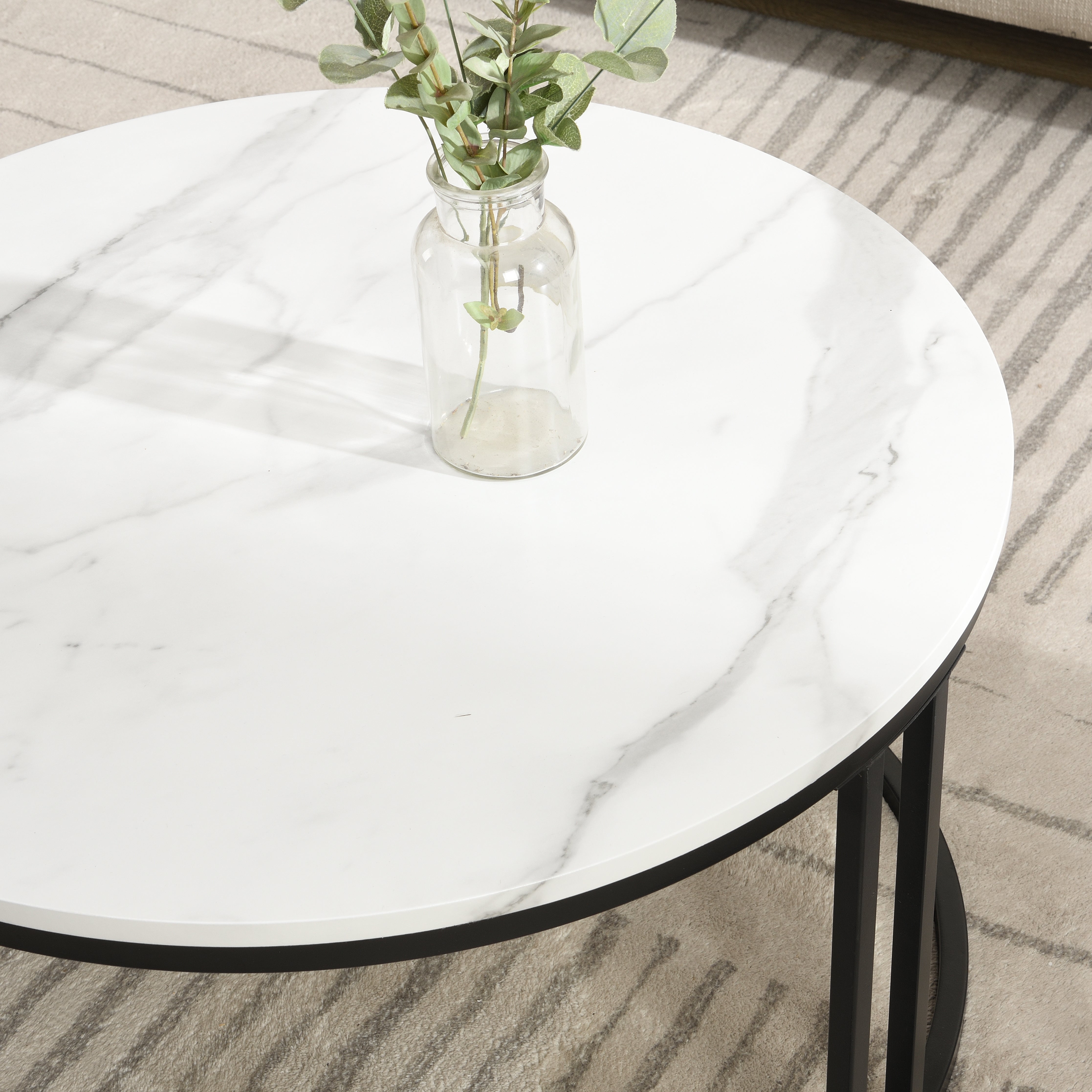 Logidon Nesting Salontafel 2 Stuks 70x70cm Zwart Grijs PVC Marmer Look
