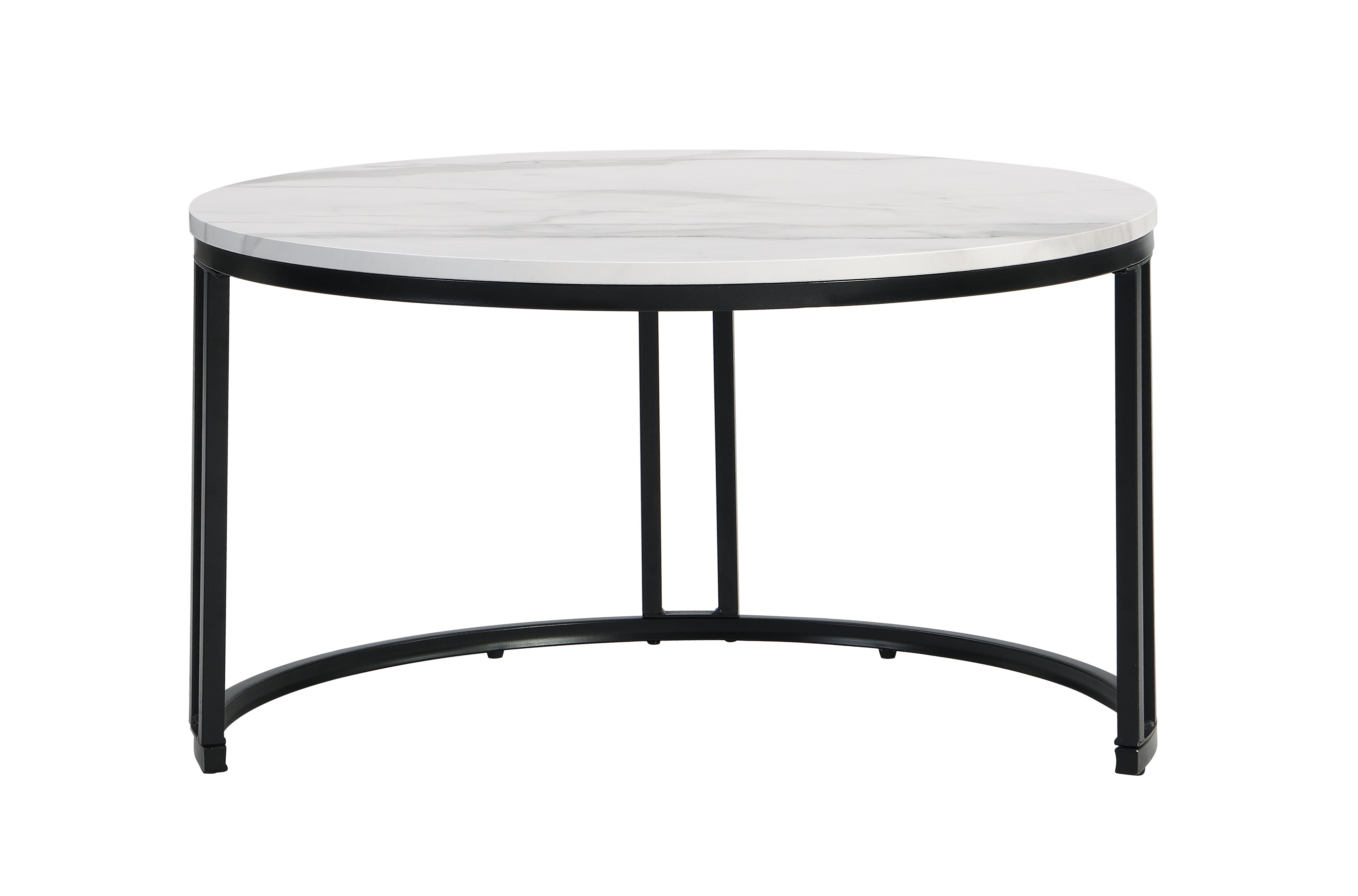 Logidon Nesting Salontafel 2 Stuks 70x70cm Zwart Grijs PVC Marmer Look
