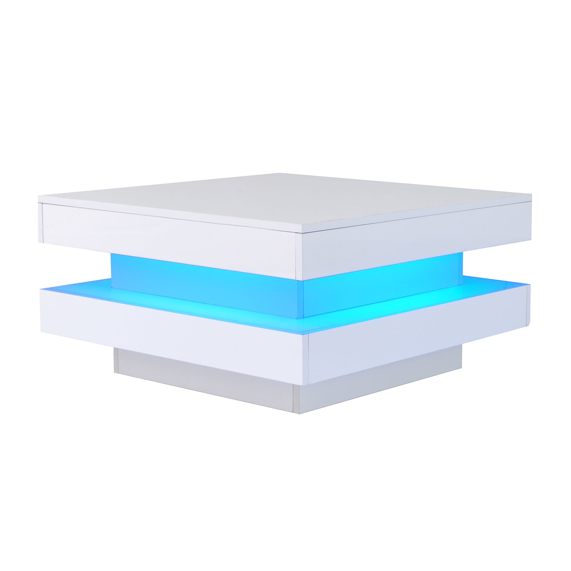 Logidon Vierkante Salontafel Wit LED Verlichting Bluetooth 70x70x36 cm