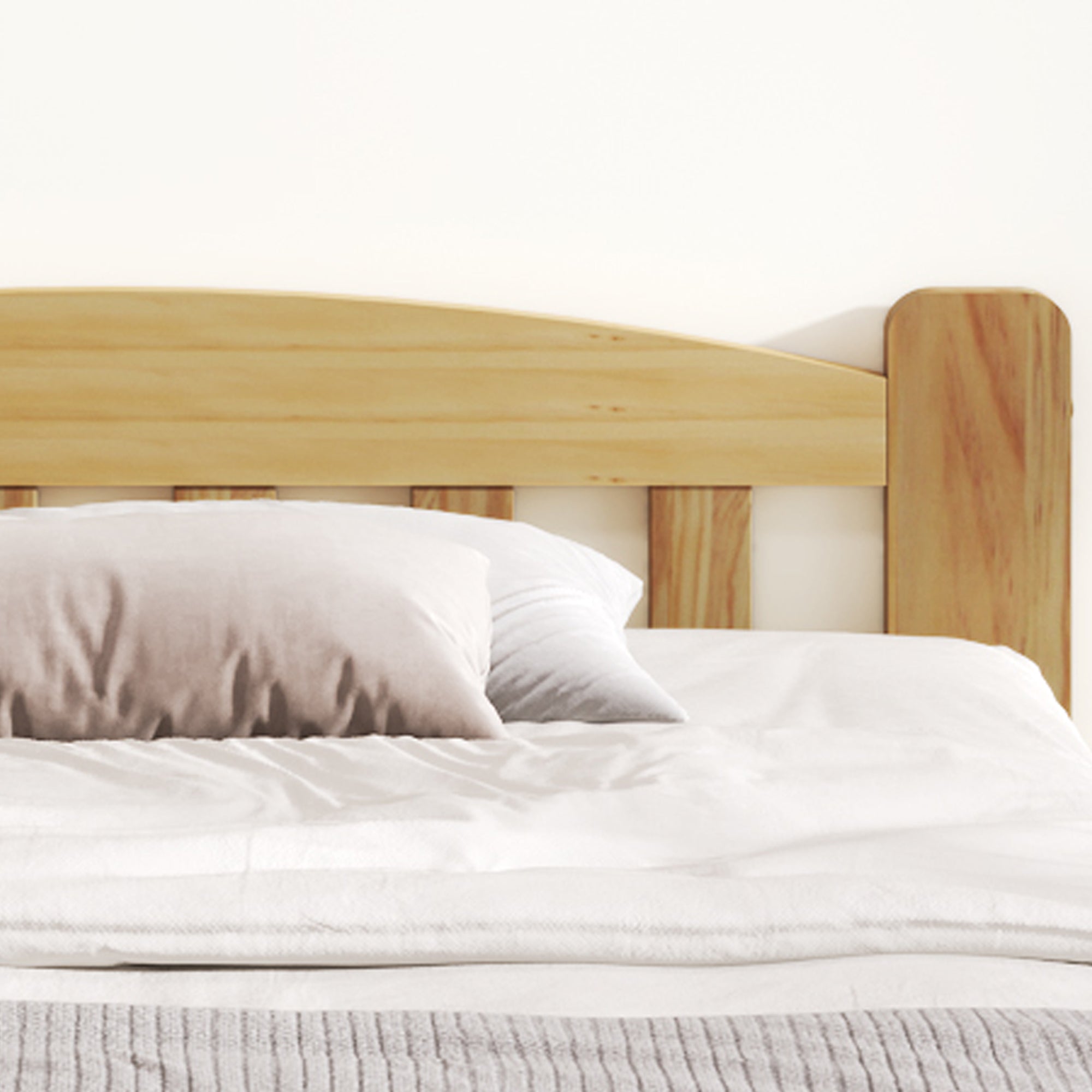 Logidon Solid Double Bed 140x200 Natural Wood Futon Bed With Headboard