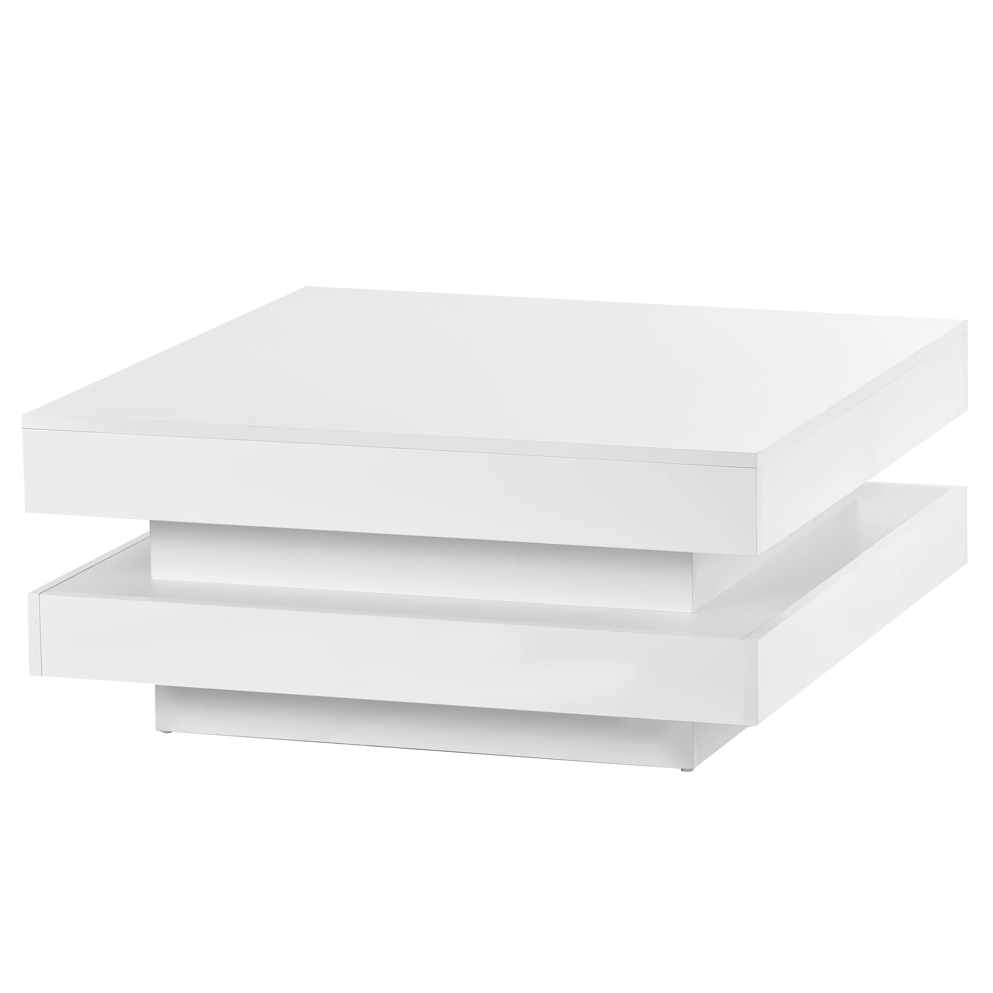 Logidon Vierkante Salontafel Wit LED Verlichting Bluetooth 70x70x36 cm