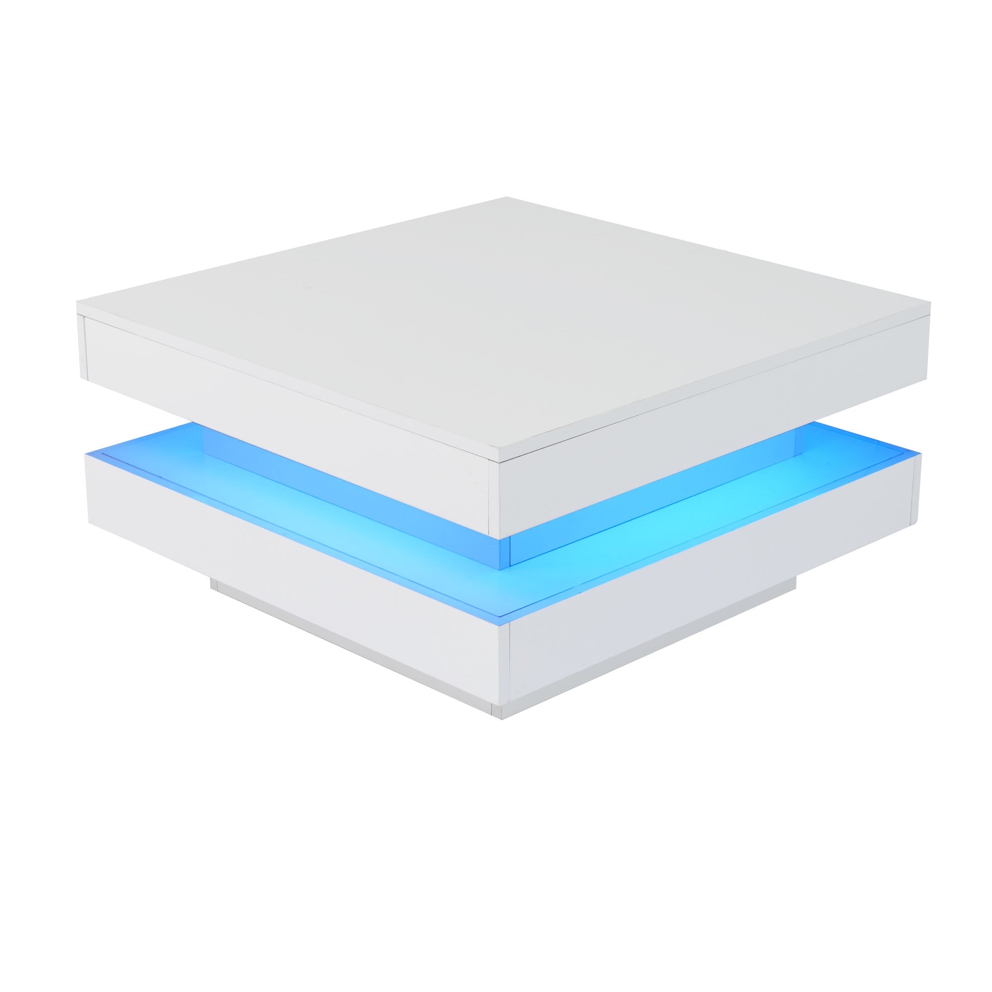 Logidon Vierkante Salontafel Wit LED Verlichting Bluetooth 70x70x36 cm