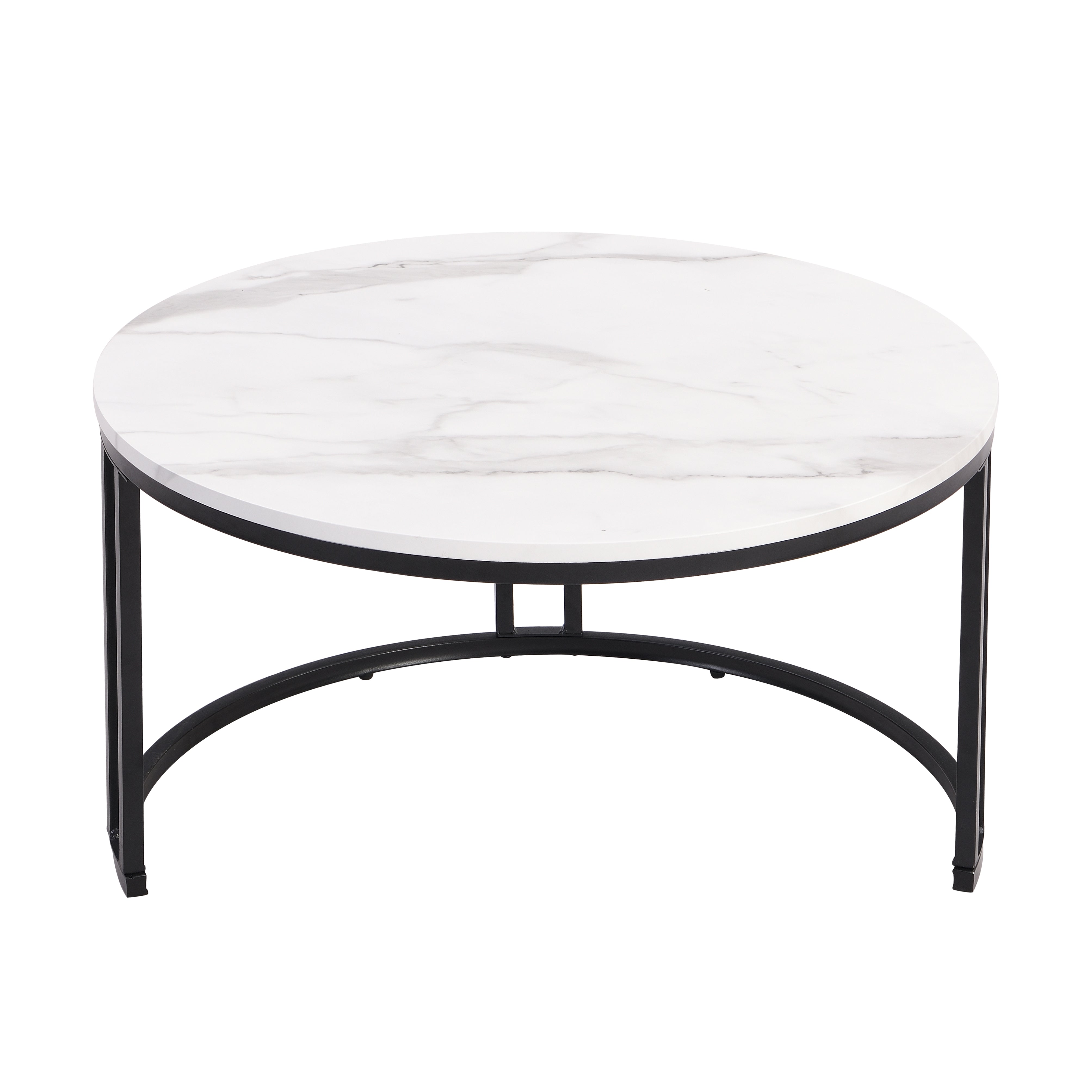 Logidon Nesting Salontafel 2 Stuks 70x70cm Zwart Grijs PVC Marmer Look
