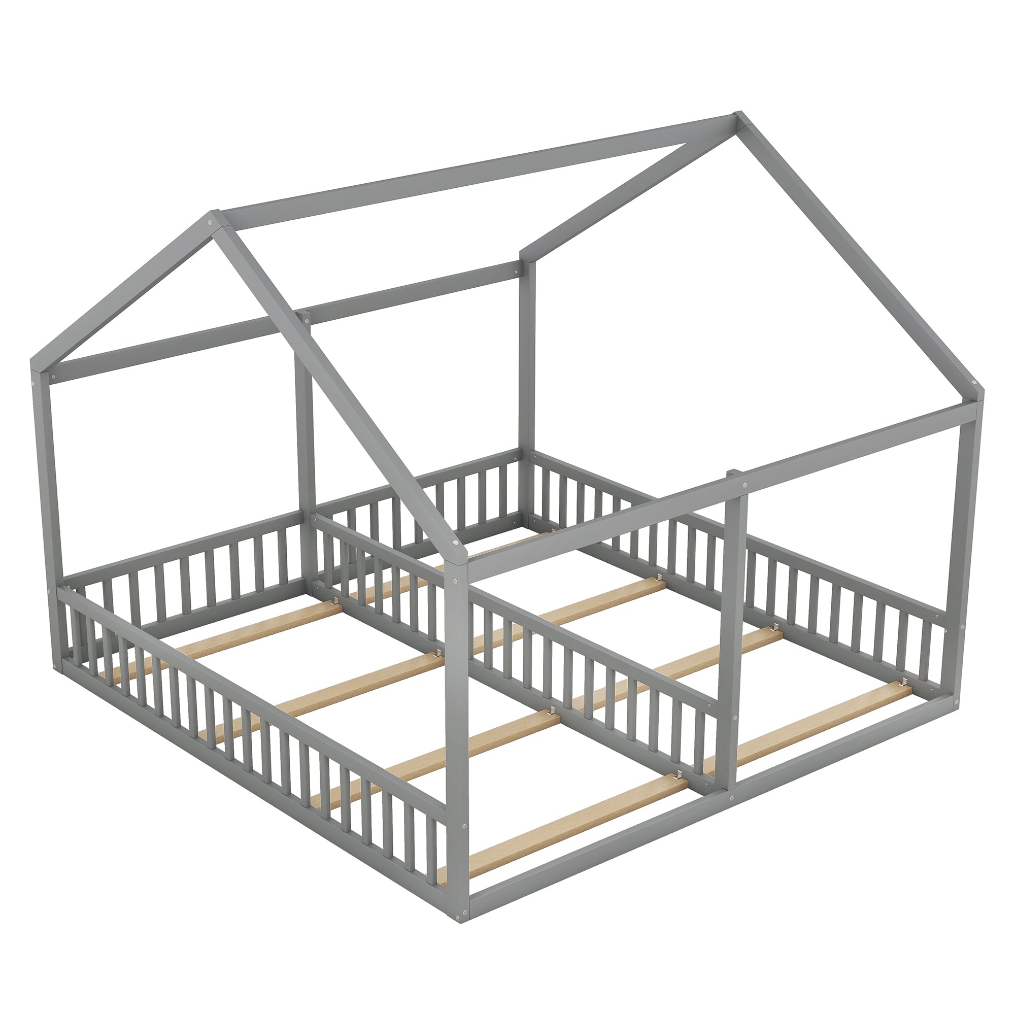Logidon 90 x 200 huisbed 2 in 1 grijze platte bedden