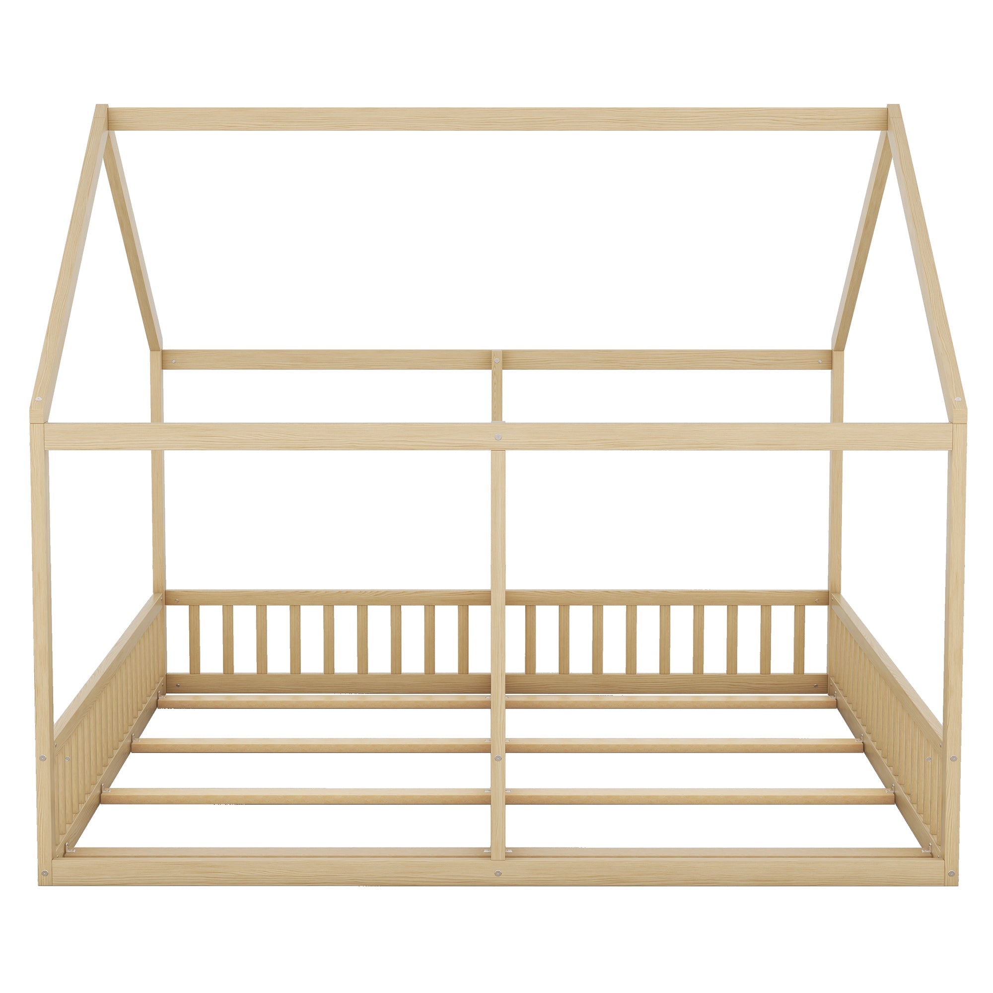 Logidon 90x200 single beds 2-in-1 house bed natural wood brown