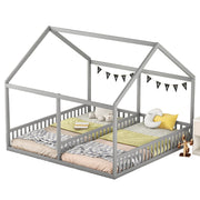Logidon 90 x 200 huisbed 2 in 1 grijze platte bedden