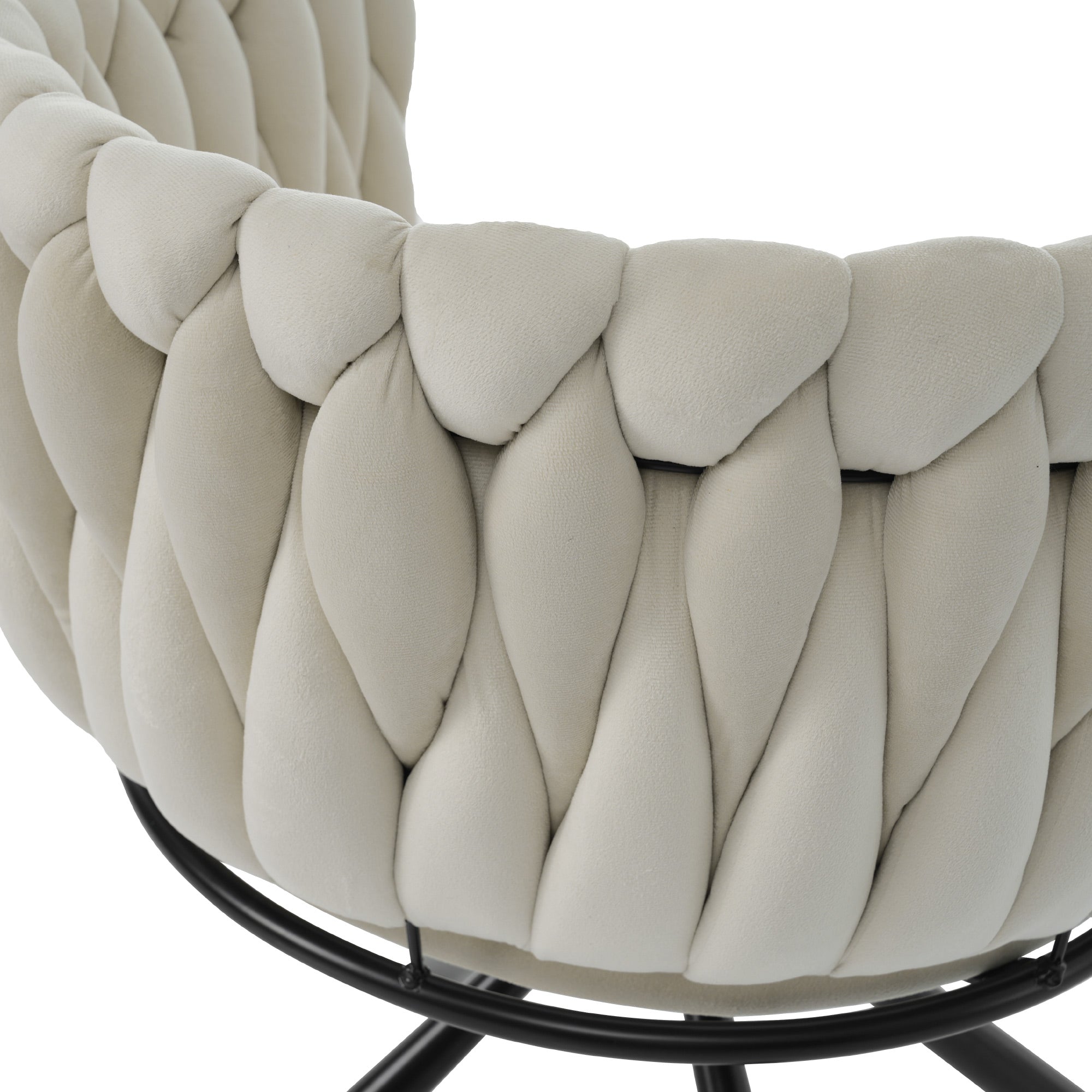 Logidon velvet dining chair beige, 360° swivel chair with metal legs