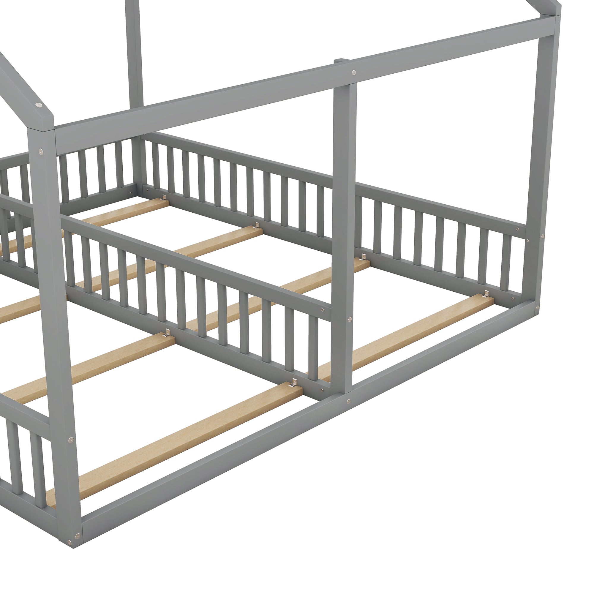 Logidon 90 x 200 huisbed 2 in 1 grijze platte bedden