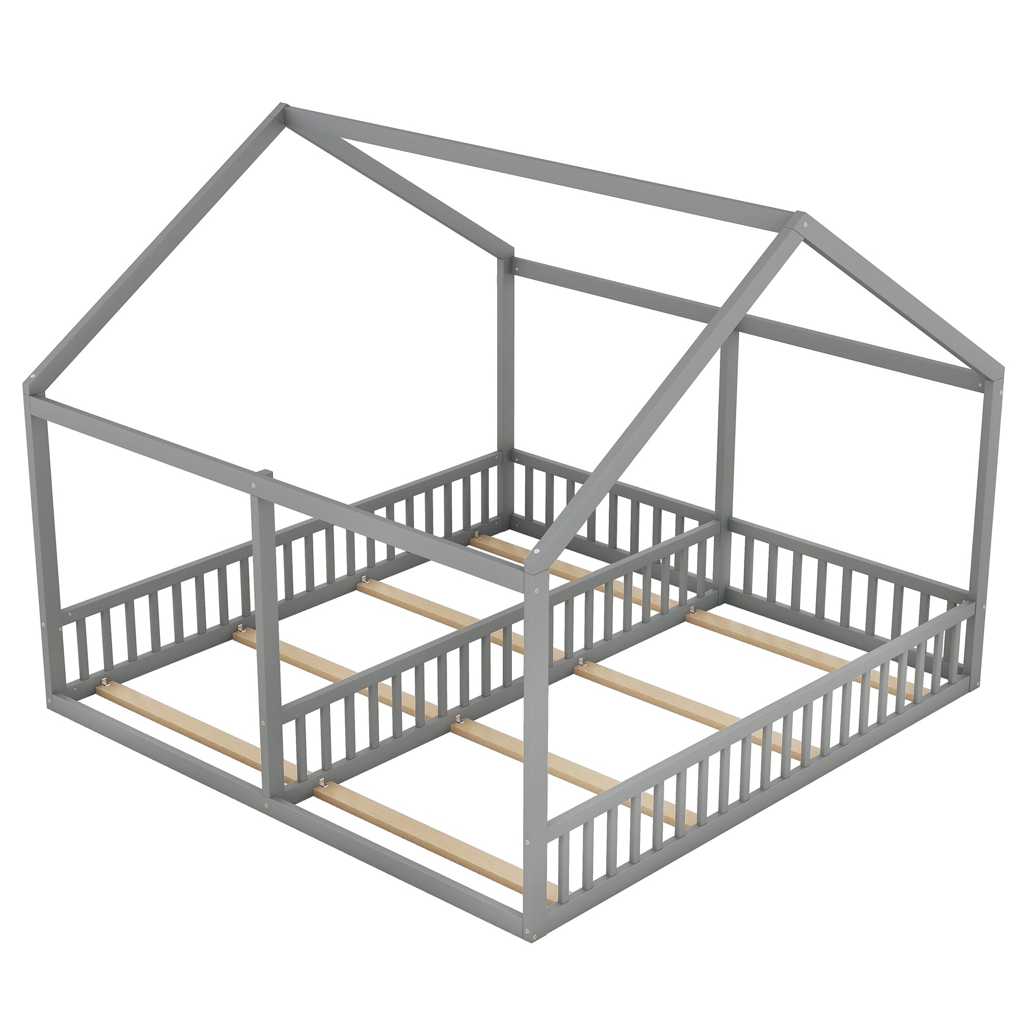 Logidon 90 x 200 huisbed 2 in 1 grijze platte bedden