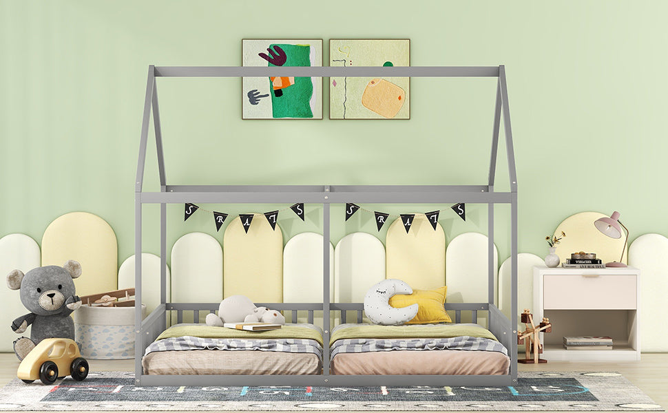 Logidon 90 x 200 huisbed 2 in 1 grijze platte bedden