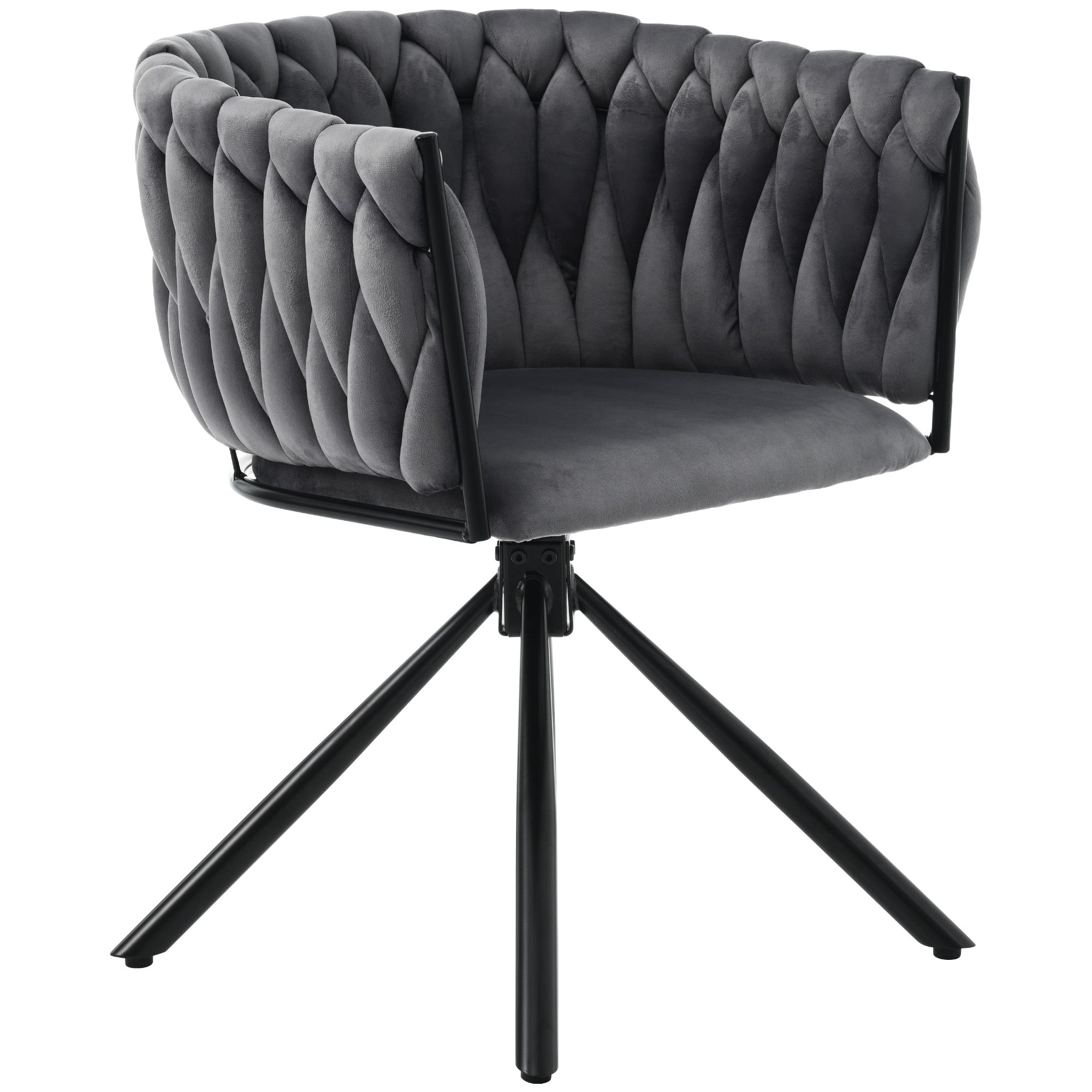 Logidon Velvet Swivel Chair Gray Luxury Dining Chair, 360 Degrees