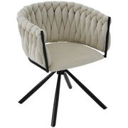 Logidon velvet dining chair beige, 360° swivel chair with metal legs