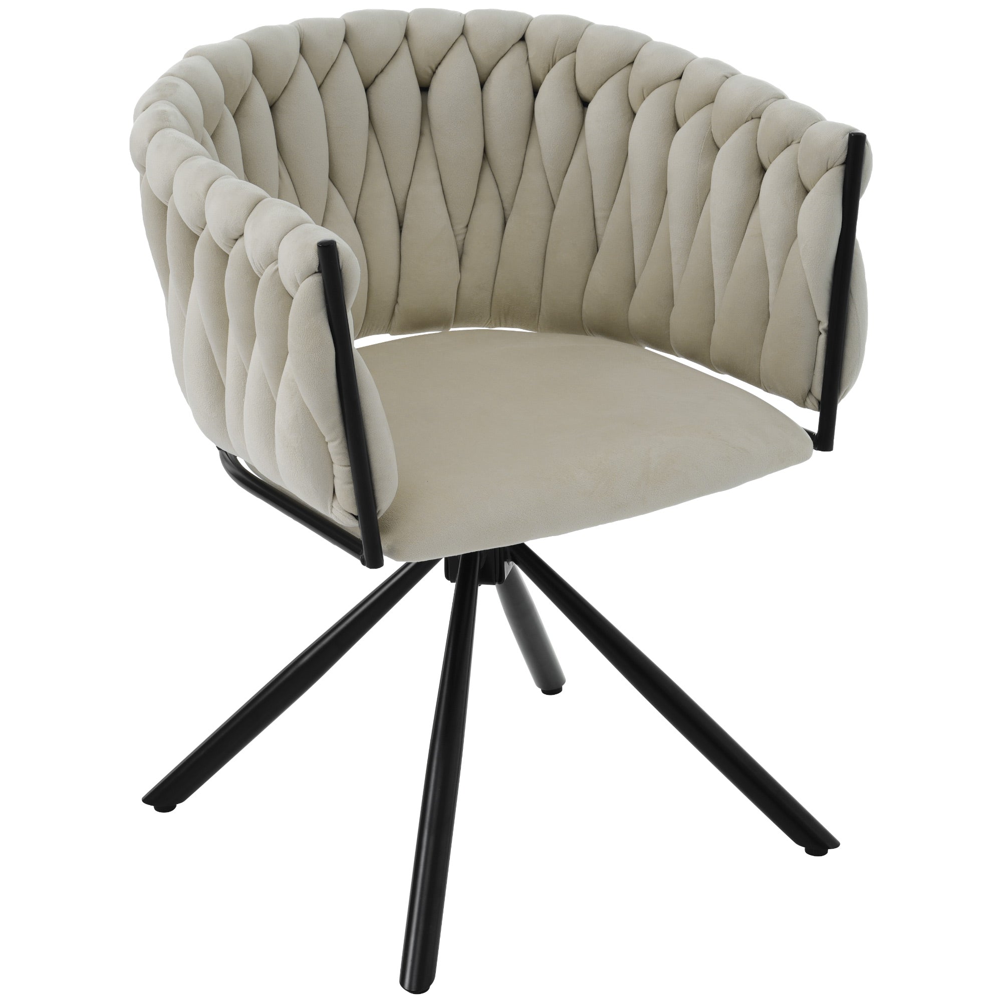 Logidon velvet dining chair beige, 360° swivel chair with metal legs