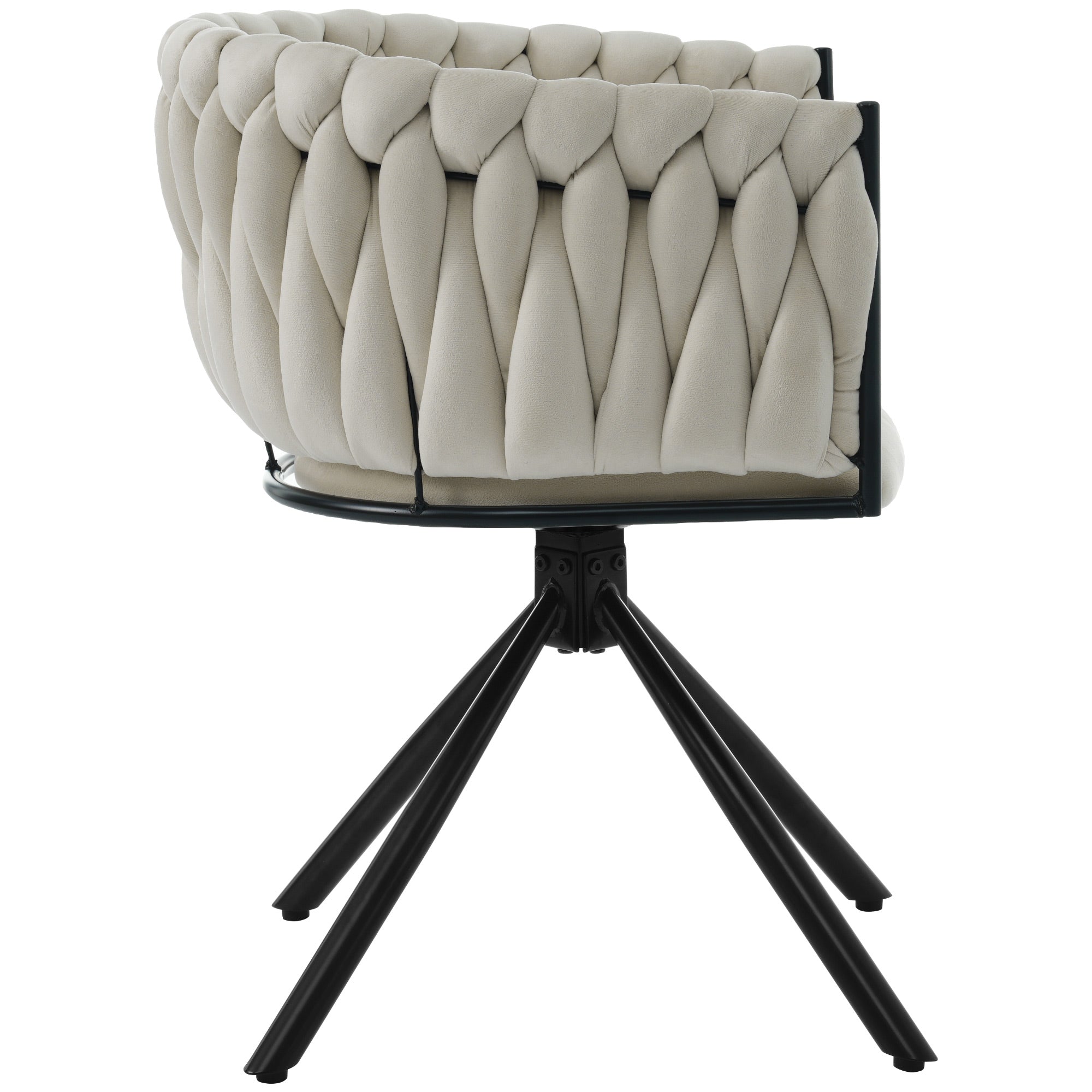 Logidon Velvet eetkamerstoel set van 2 beige draaistoelen met metalen poten