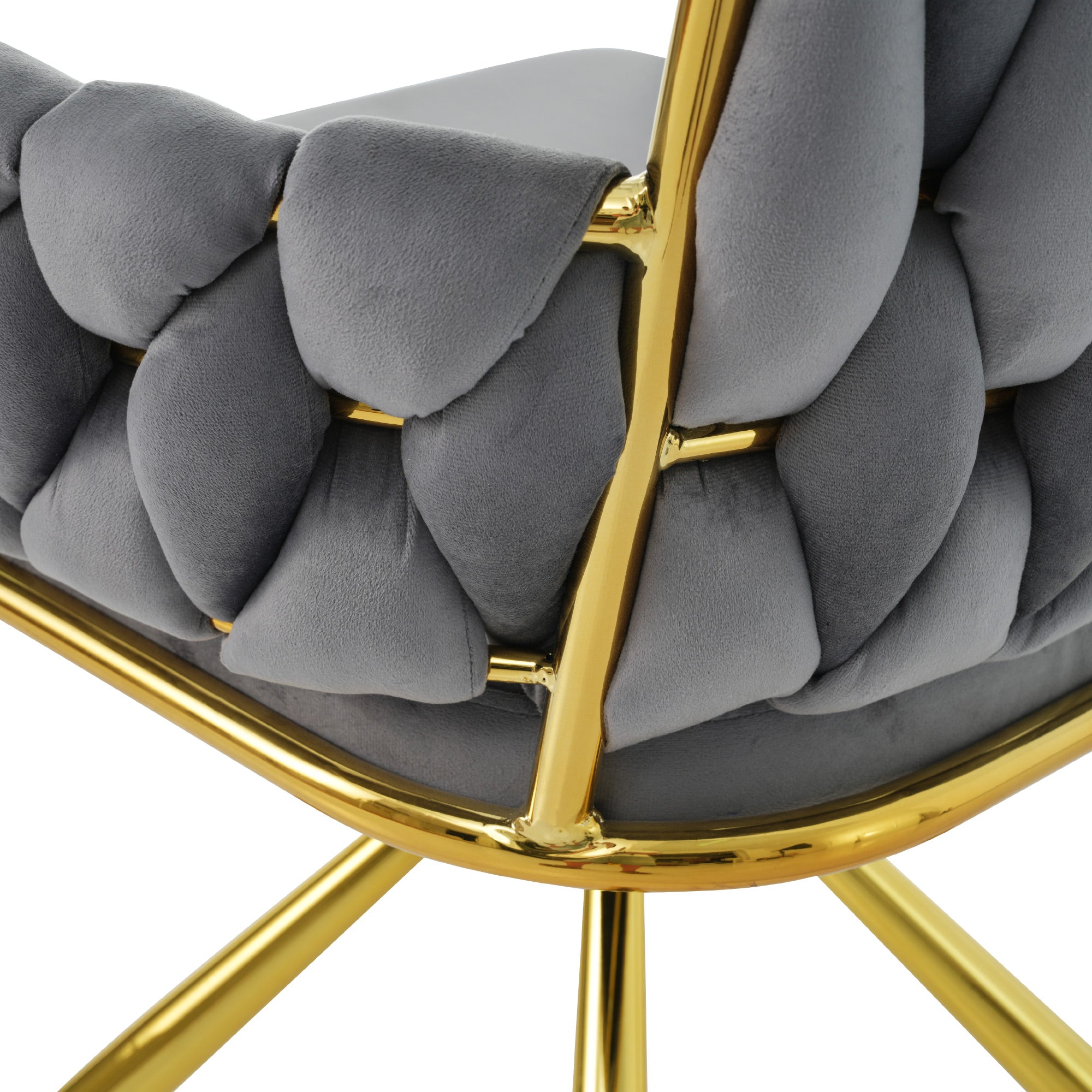 Logidon Luxe fluwelen draaistoel grijs metalen frame 360 graden draaibaar