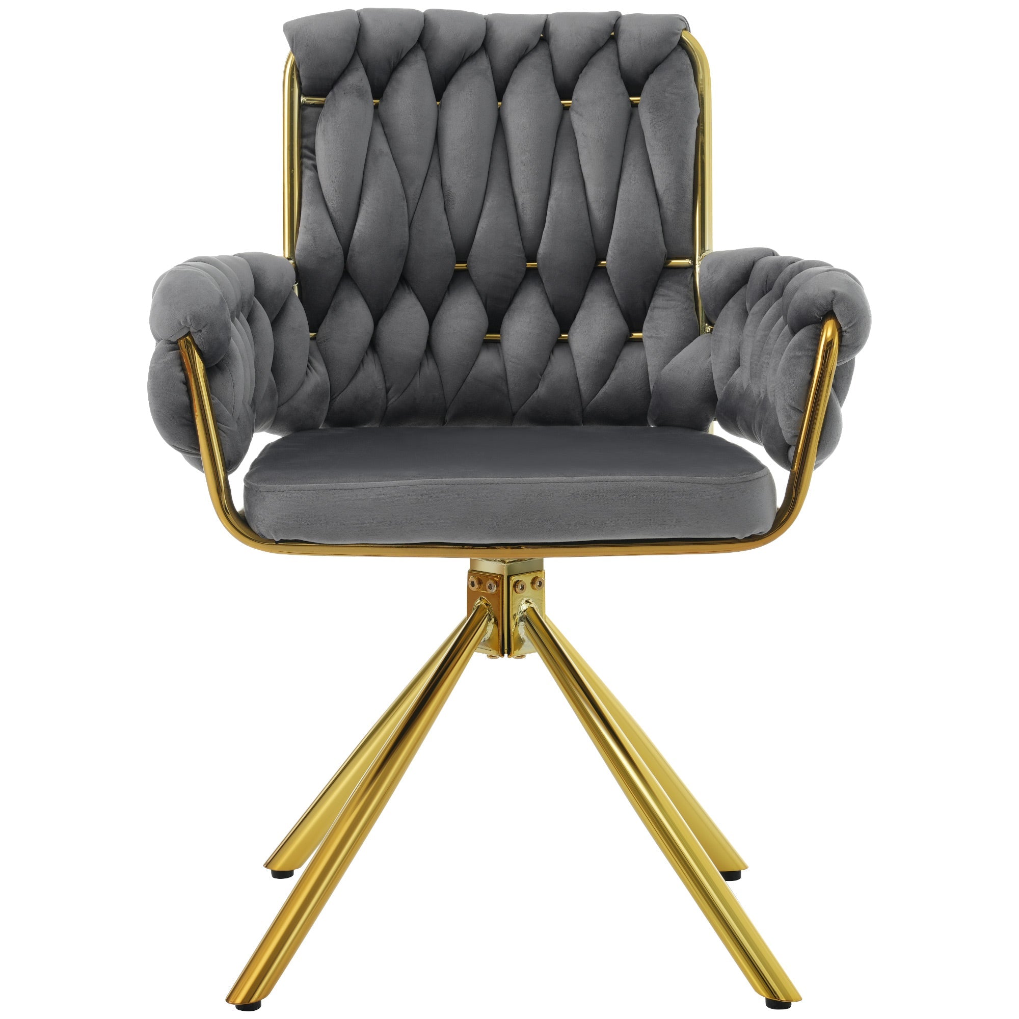 Logidon fluwelen draaistoel grijs met goudkleurig metalen frame