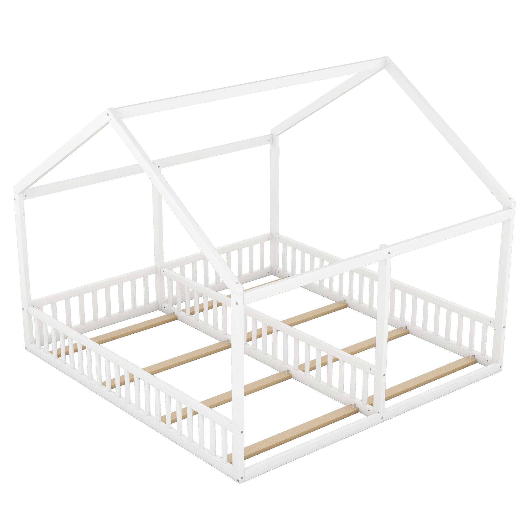 Logidon 90x200 Two Single Beds 2-in-1 Platform Bed White