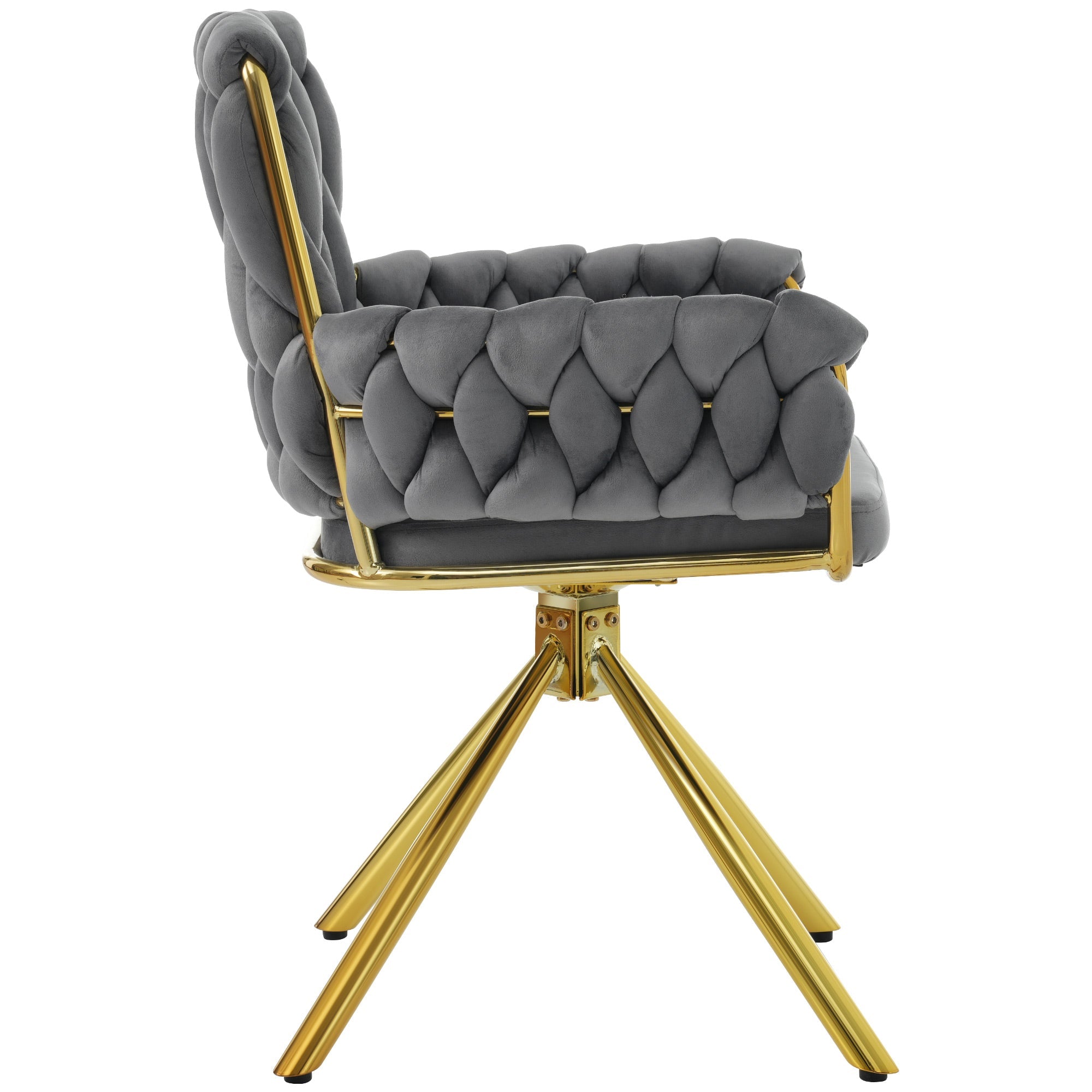 Logidon fluwelen draaistoel grijs met goudkleurig metalen frame