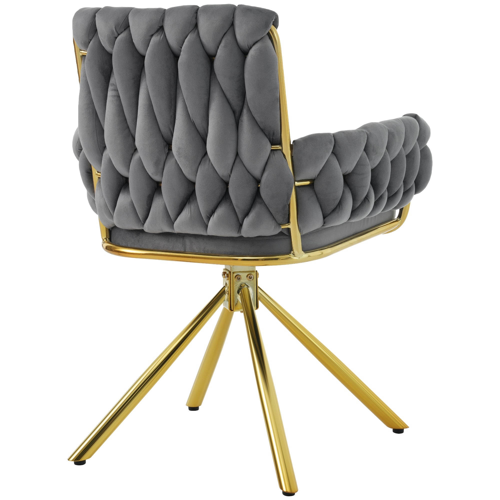 Logidon Luxe fluwelen draaistoel grijs metalen frame 360 graden draaibaar