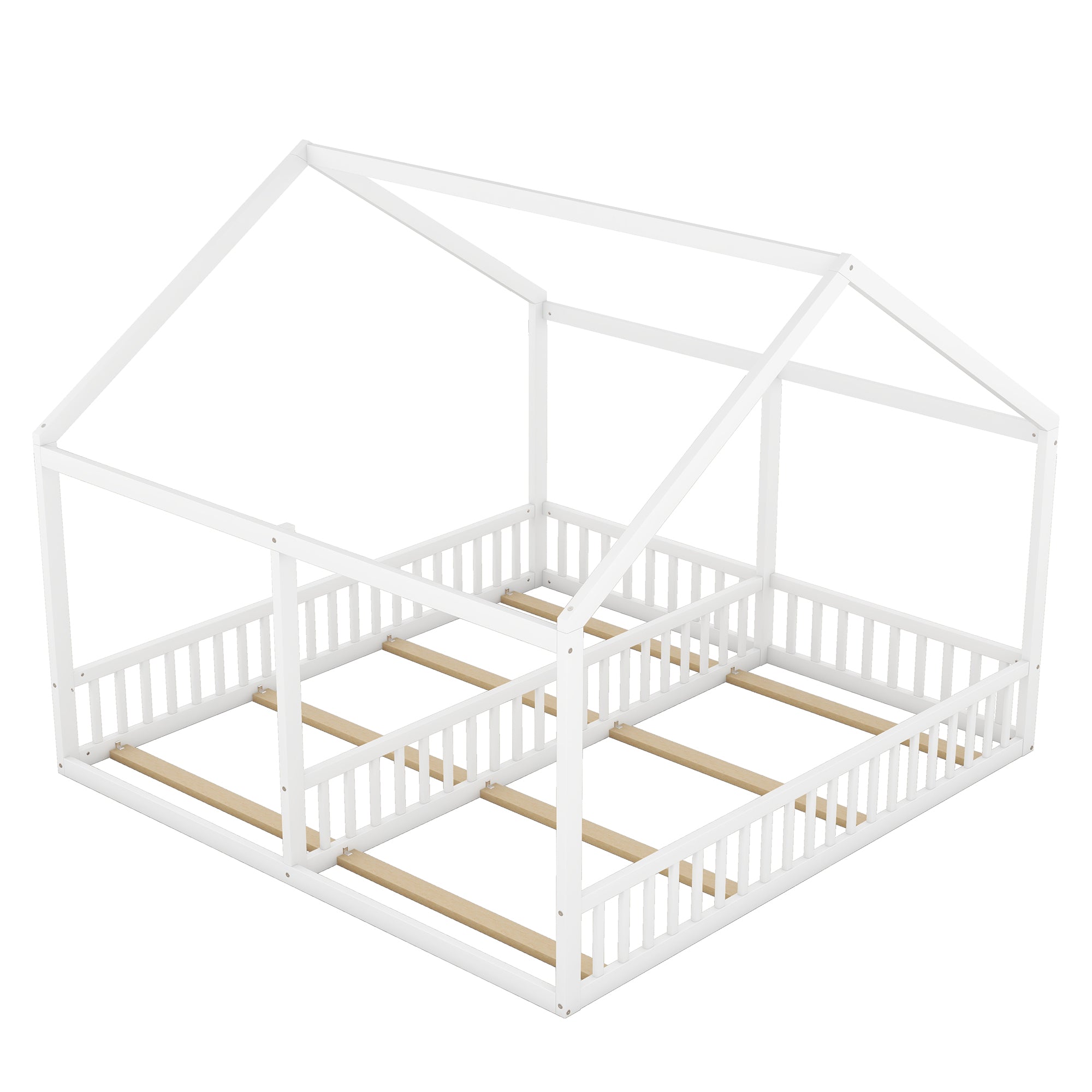 Logidon 90x200 Two Single Beds 2-in-1 Platform Bed White