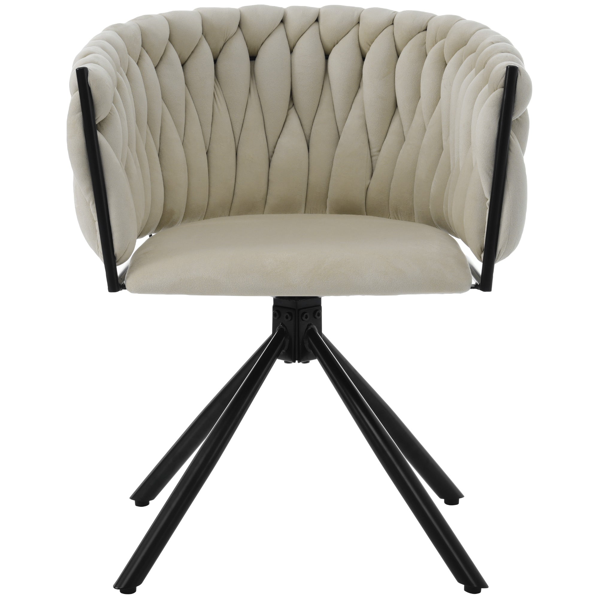 Logidon velvet dining chair beige, 360° swivel chair with metal legs