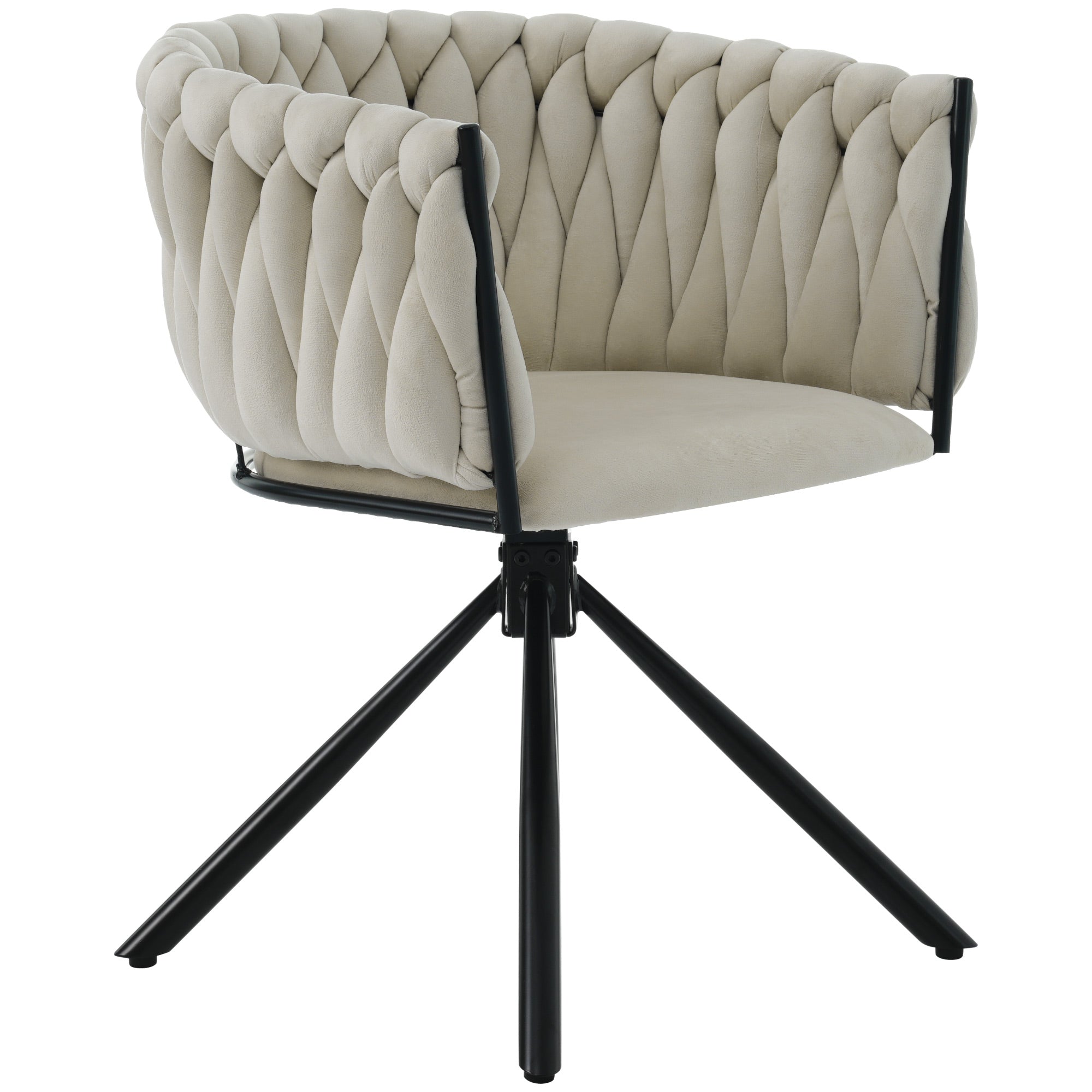 Logidon velvet dining chair beige, 360° swivel chair with metal legs