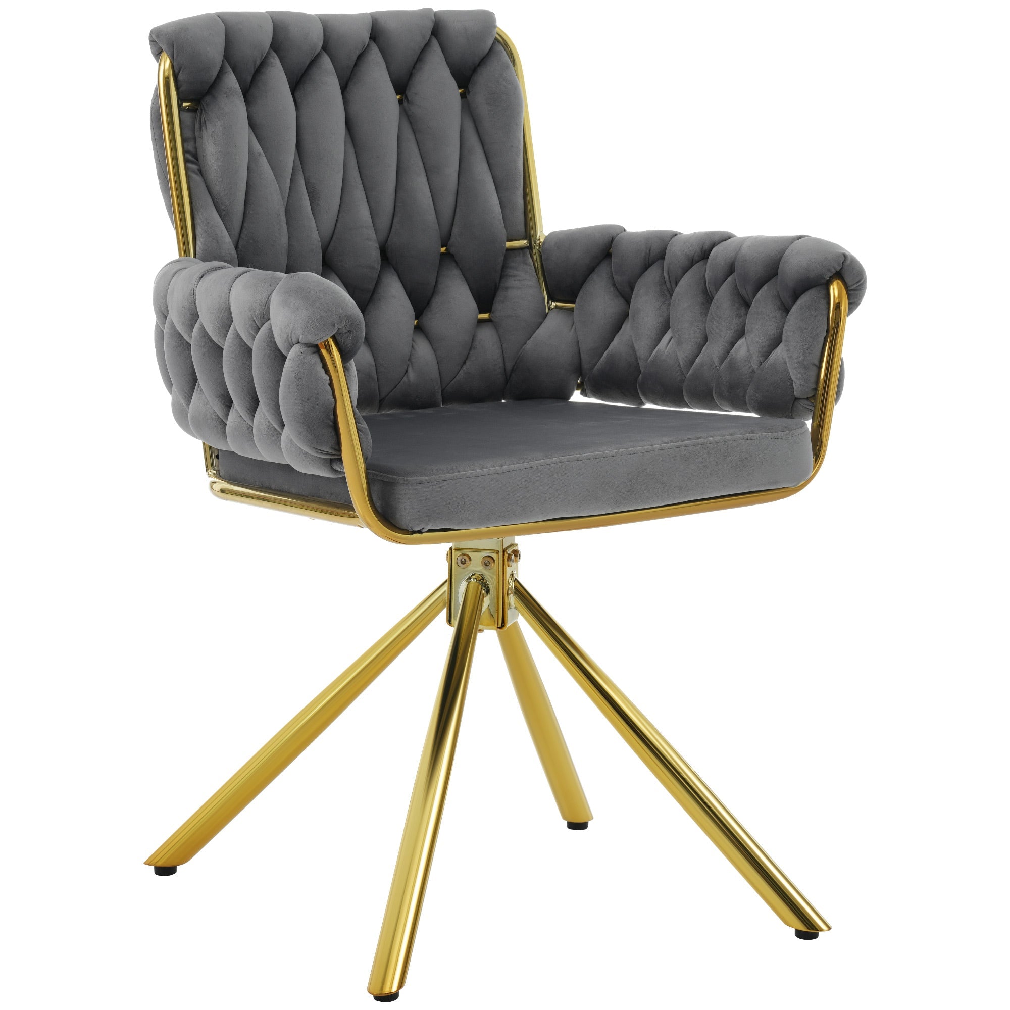 Logidon Luxe fluwelen draaistoel grijs metalen frame 360 graden draaibaar