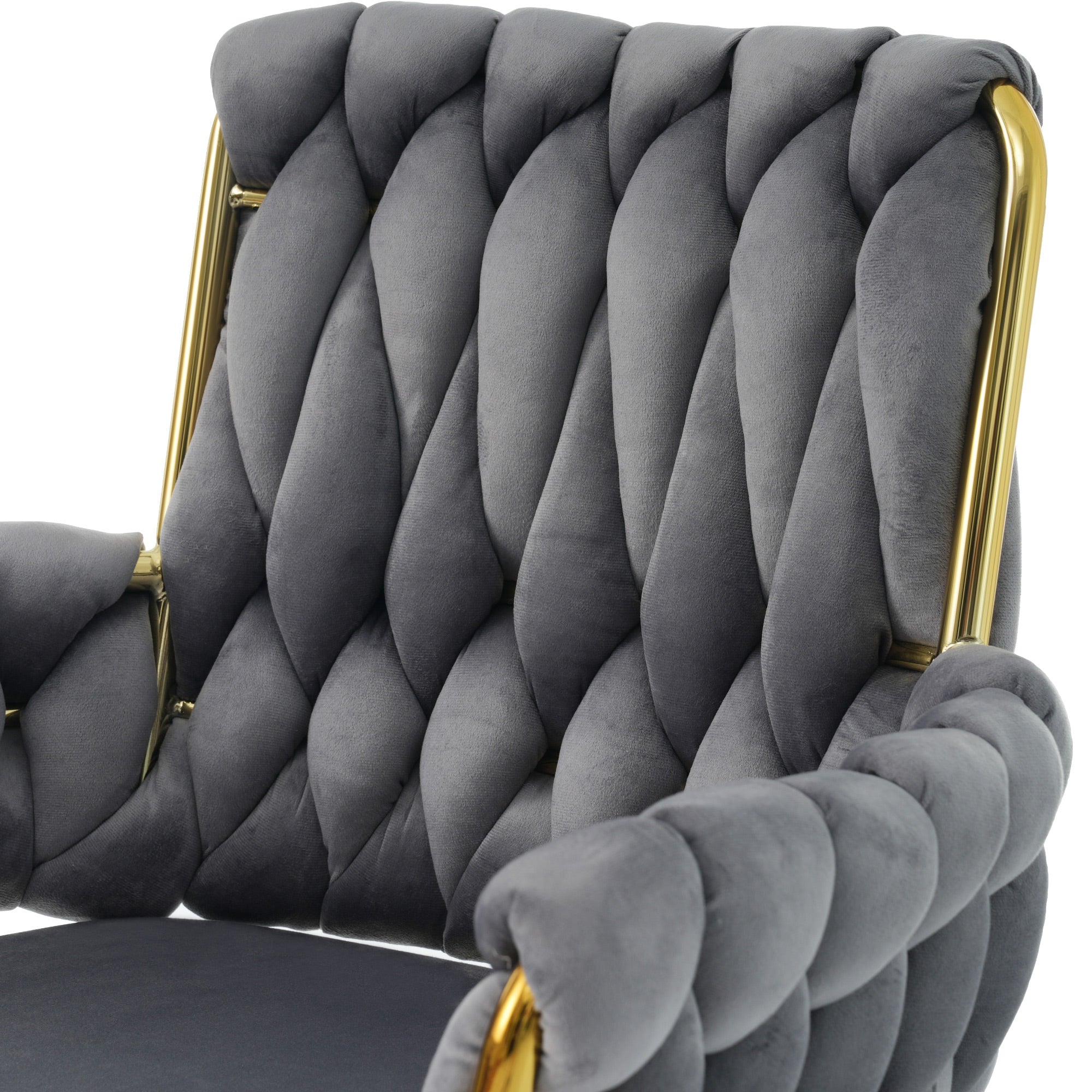 Logidon Luxe fluwelen draaistoel grijs metalen frame 360 graden draaibaar