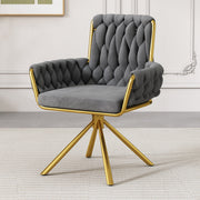 Logidon fluwelen draaistoel grijs met goudkleurig metalen frame