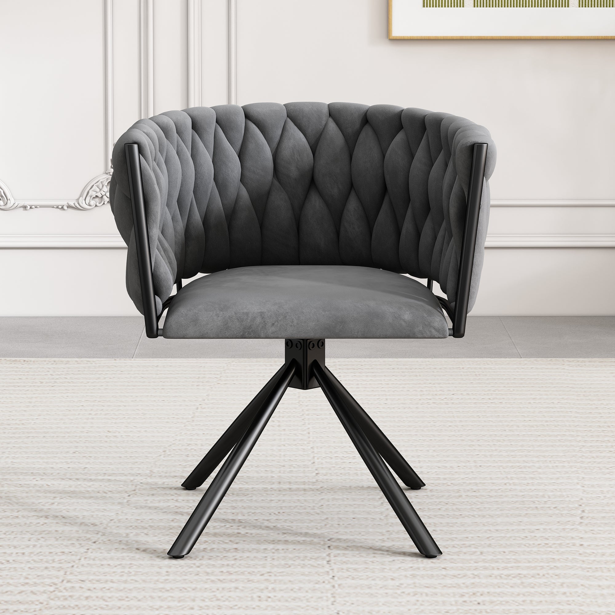 Logidon Velvet Draaistoel Grijs Luxe Eetkamerstoel, 360 Graden