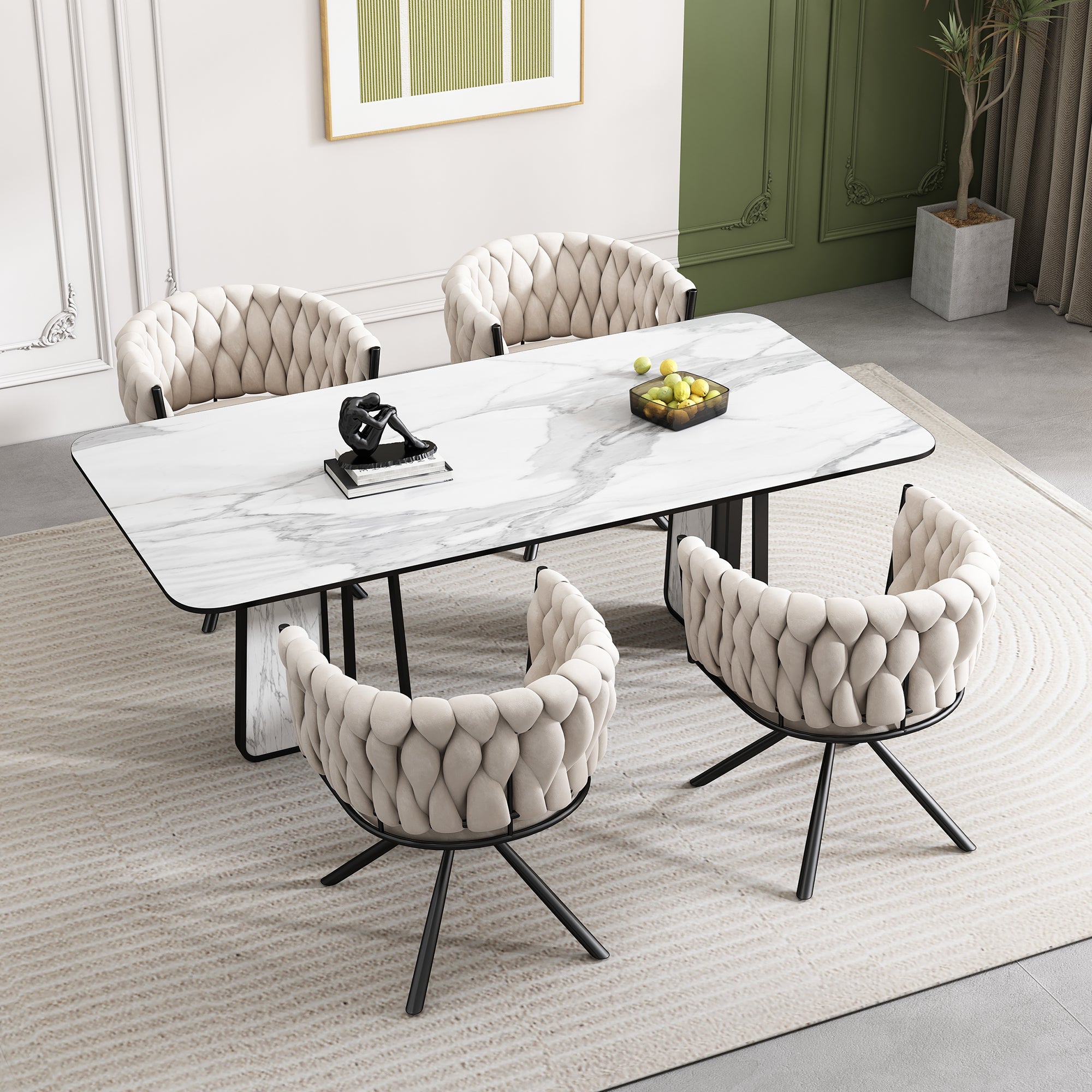 Logidon Velvet eetkamerstoel set van 2 beige draaistoelen met metalen poten