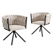 Logidon Velvet eetkamerstoel set van 2 beige draaistoelen met metalen poten