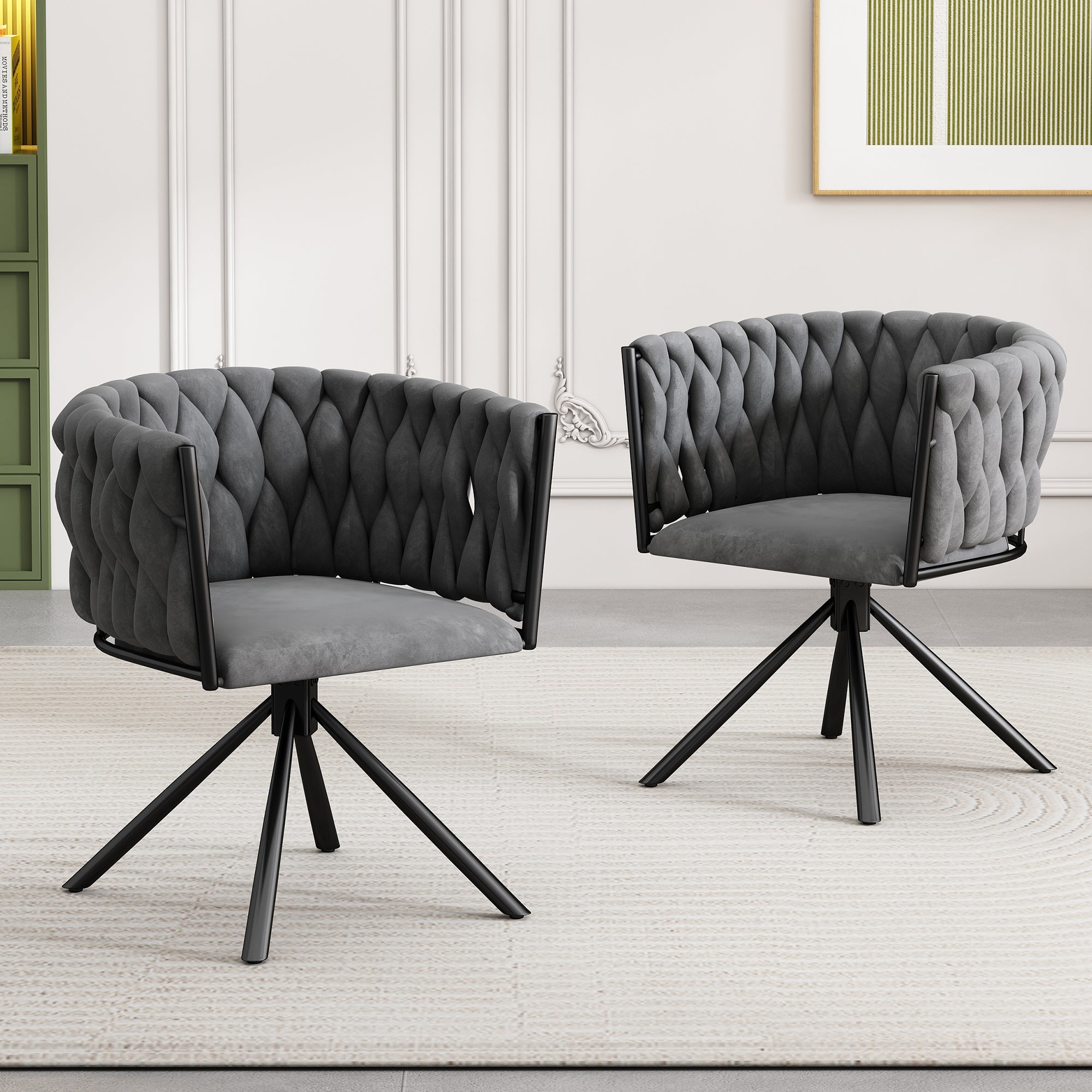 Logidon Velvet Draaistoel Grijs Luxe Eetkamerstoel, 360 Graden