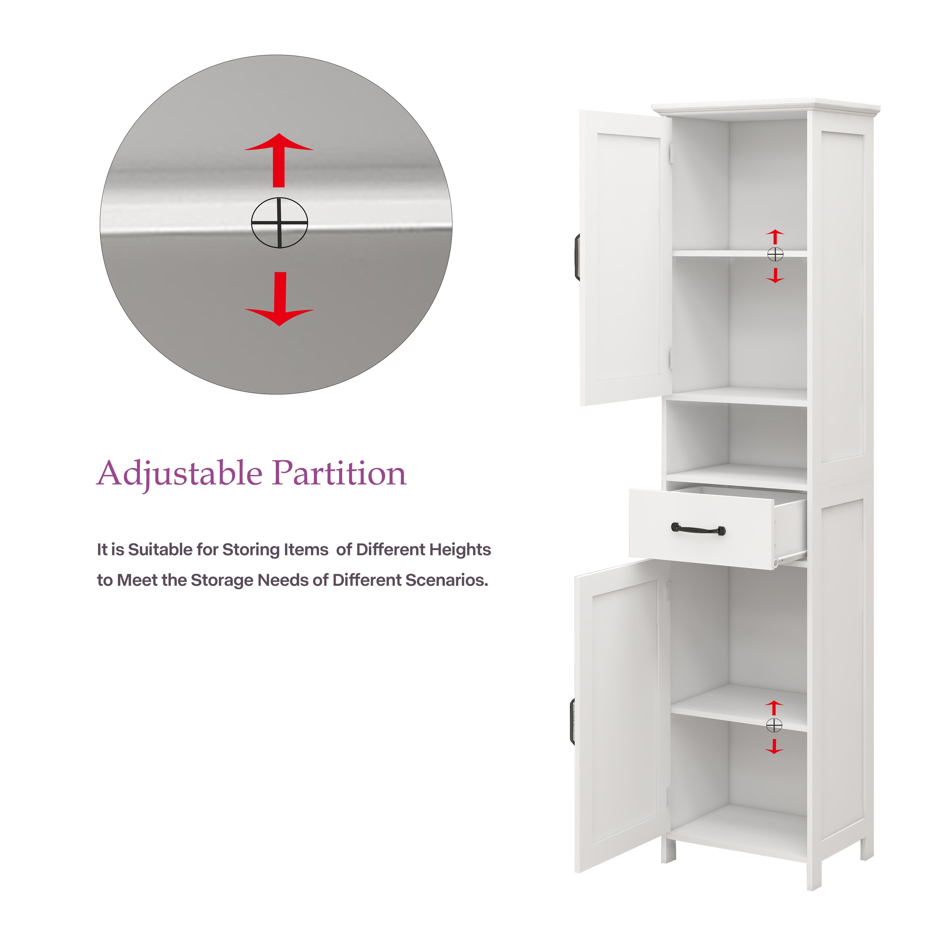 Logidon dubbele deur smalle hoge kast wit MDF 165x40x30 cm