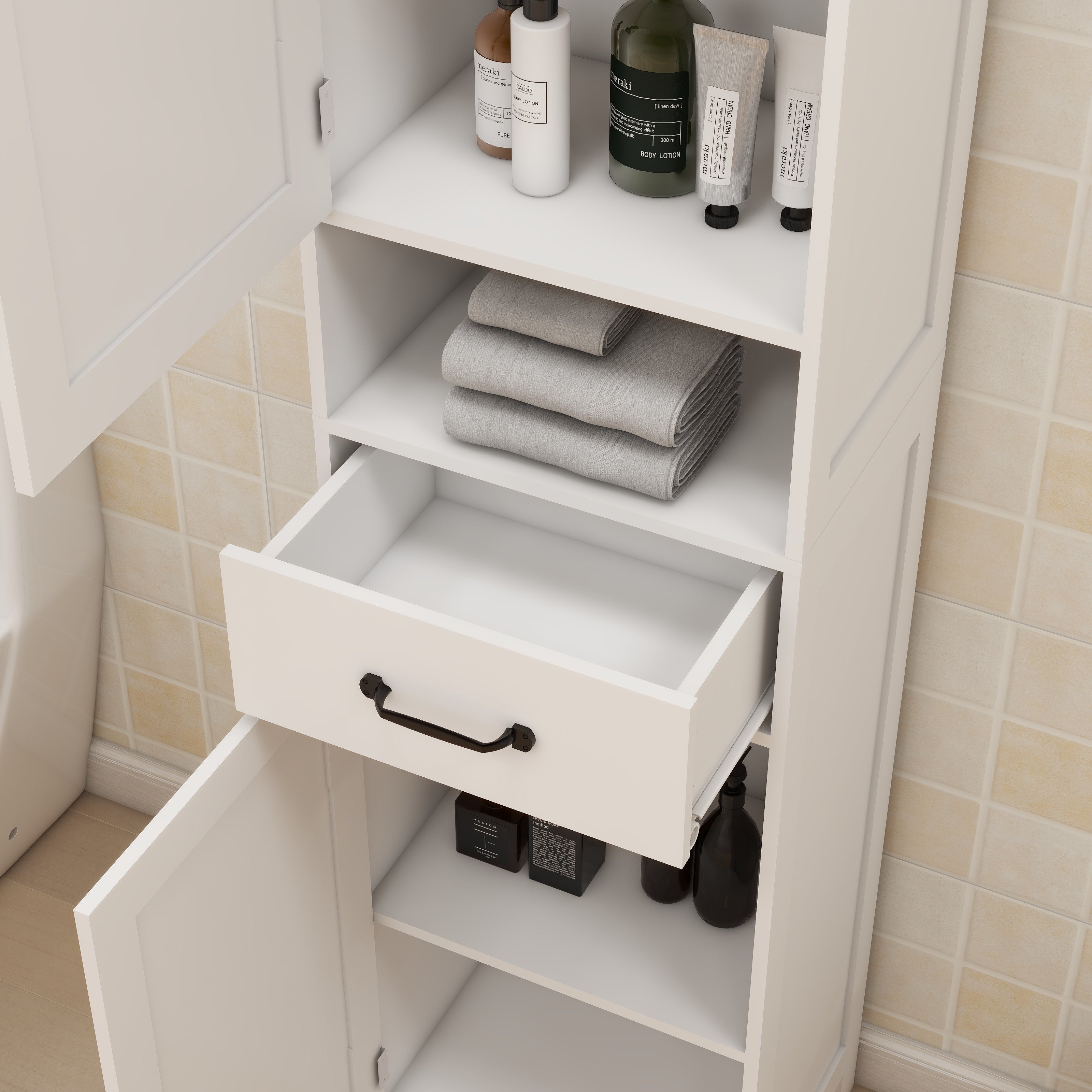 Logidon dubbele deur smalle hoge kast wit MDF 165x40x30 cm