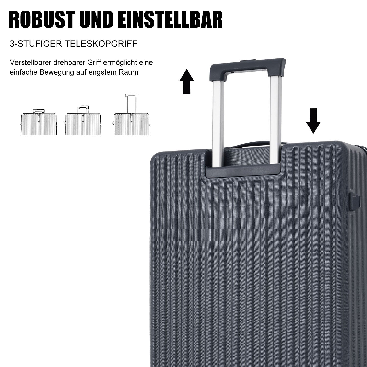 Logidon hard-shell suitcase gray 55x36x21 cm TSA 4 wheels