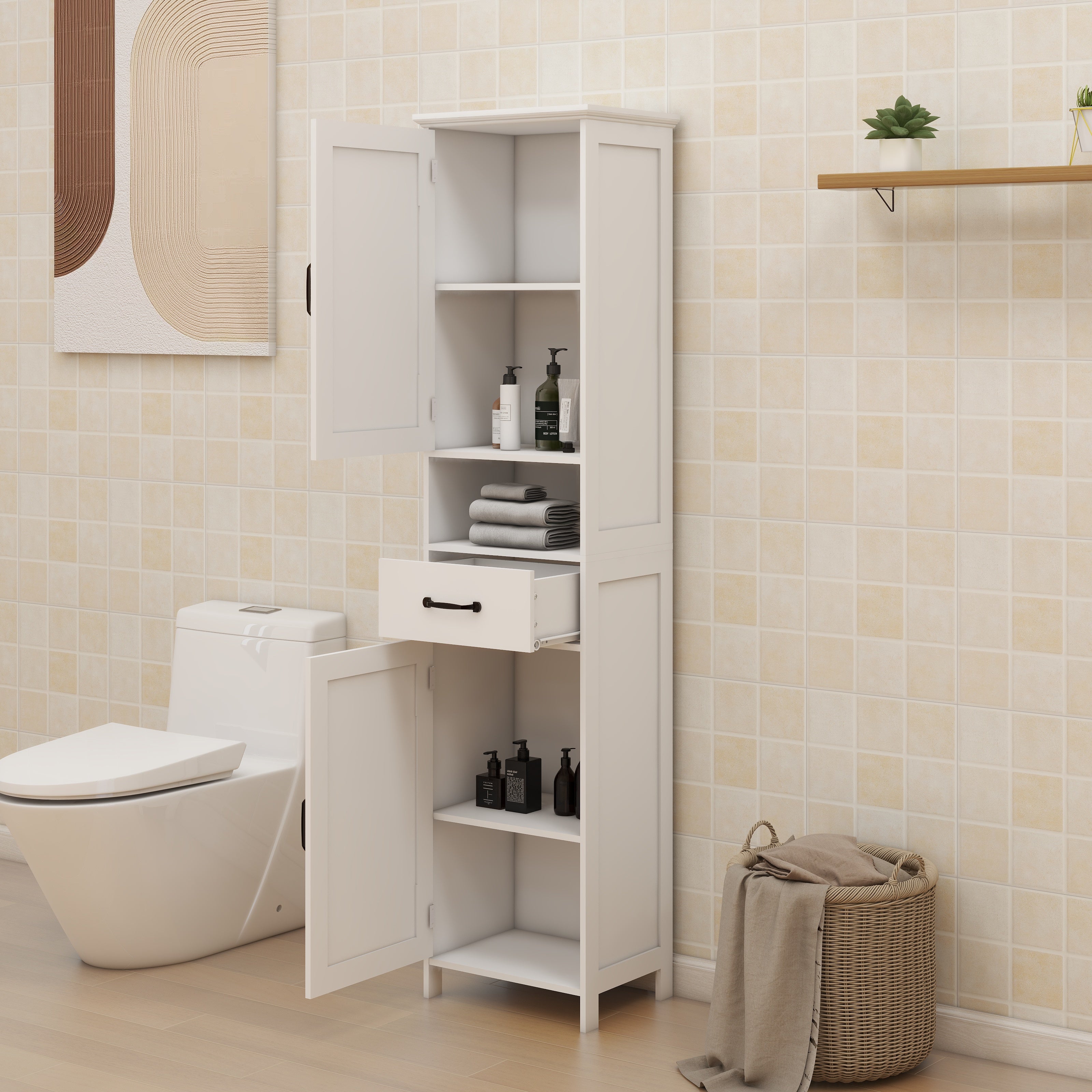 Logidon dubbele deur smalle hoge kast wit MDF 165x40x30 cm