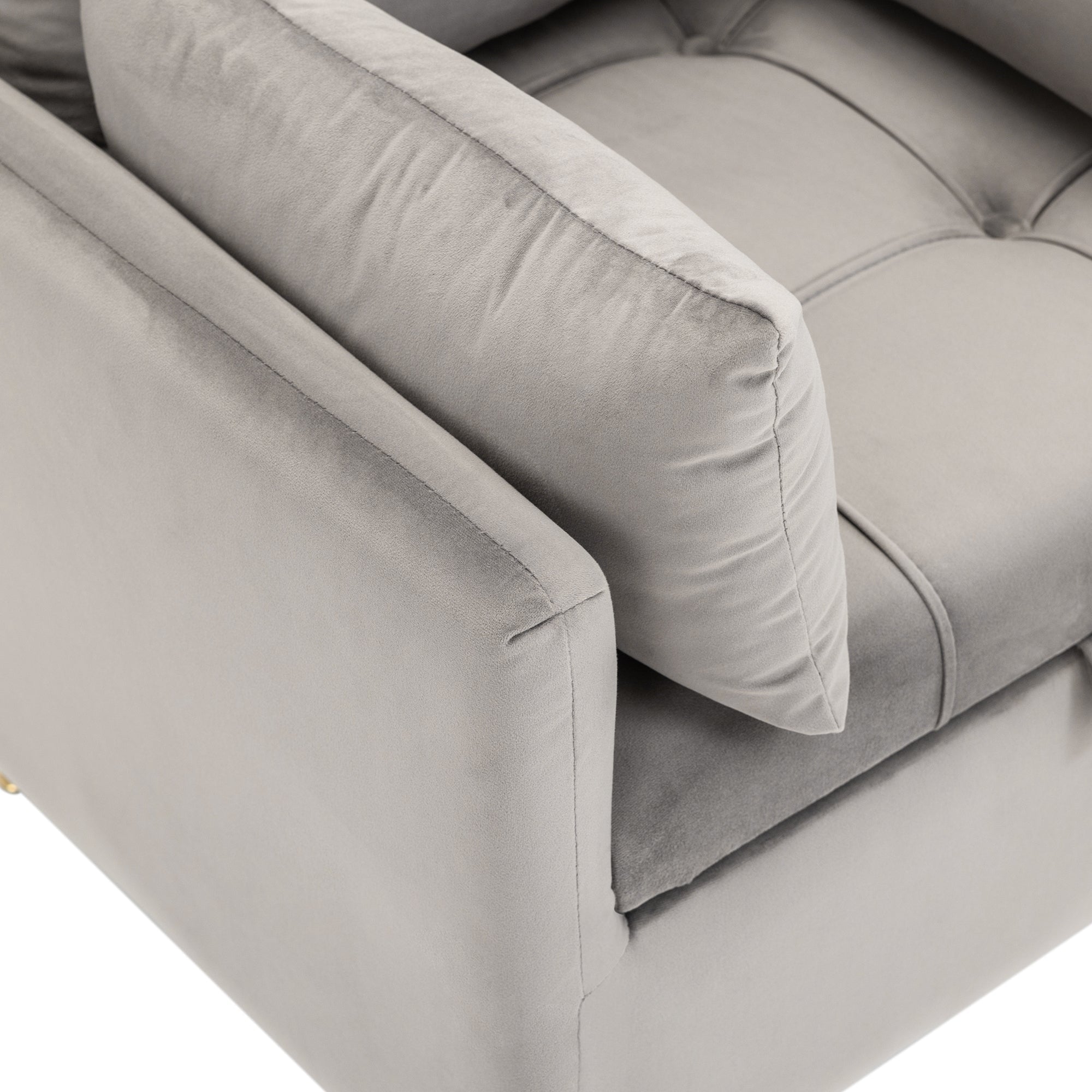 Logidon fluwelen stoel met opbergruimte Grijze moderne fauteuil