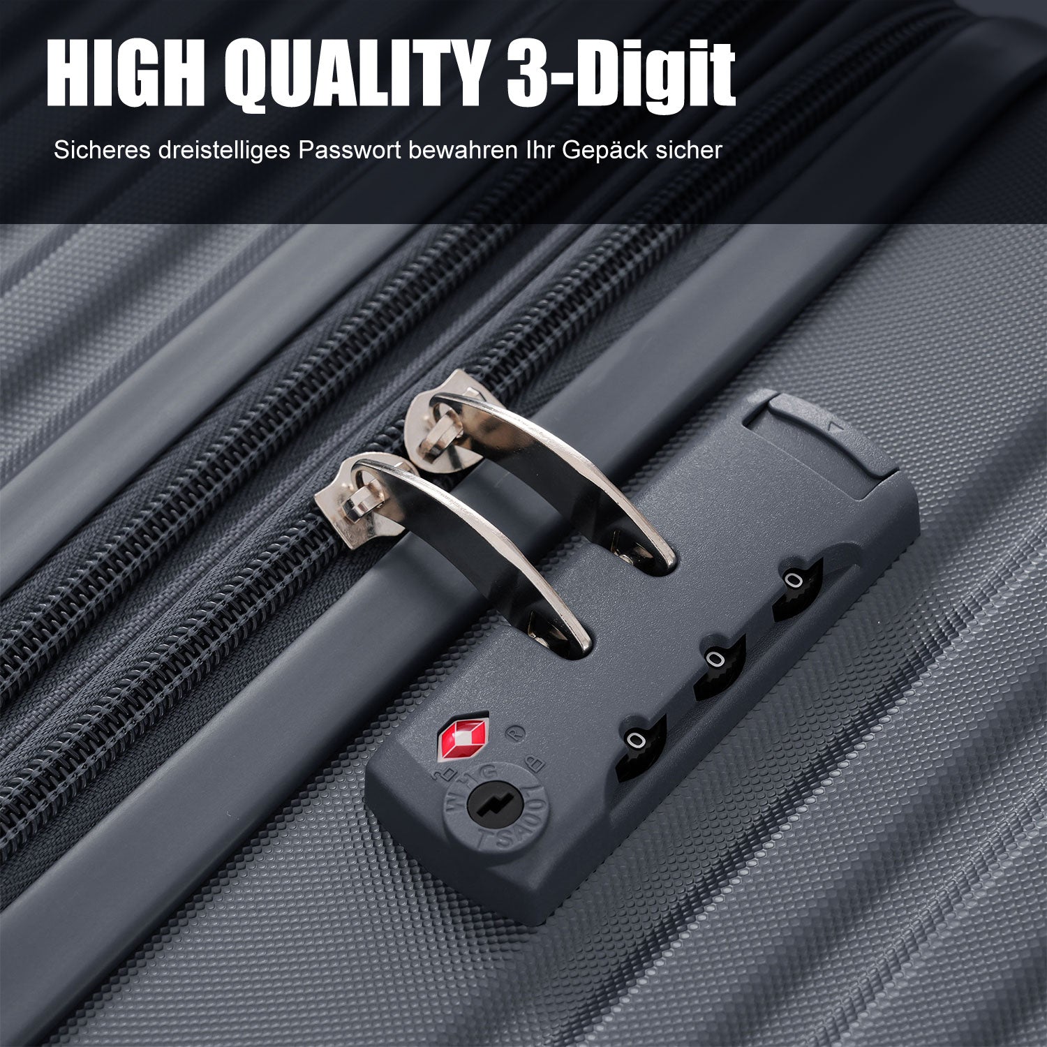Logidon hard-shell suitcase gray 55x36x21 cm TSA 4 wheels